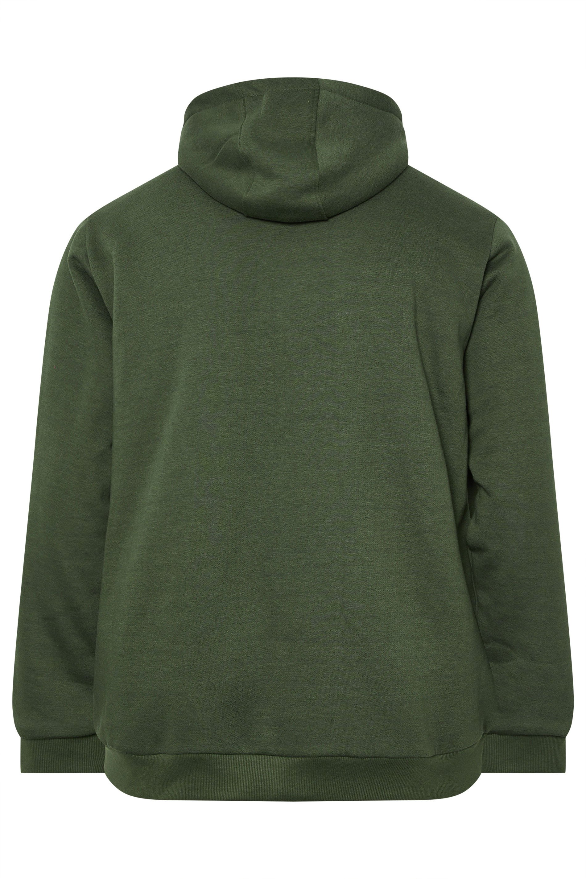 BadRhino Big & Tall Dark Green Borg Lined Zip Through Hoodie | BadRhino 7