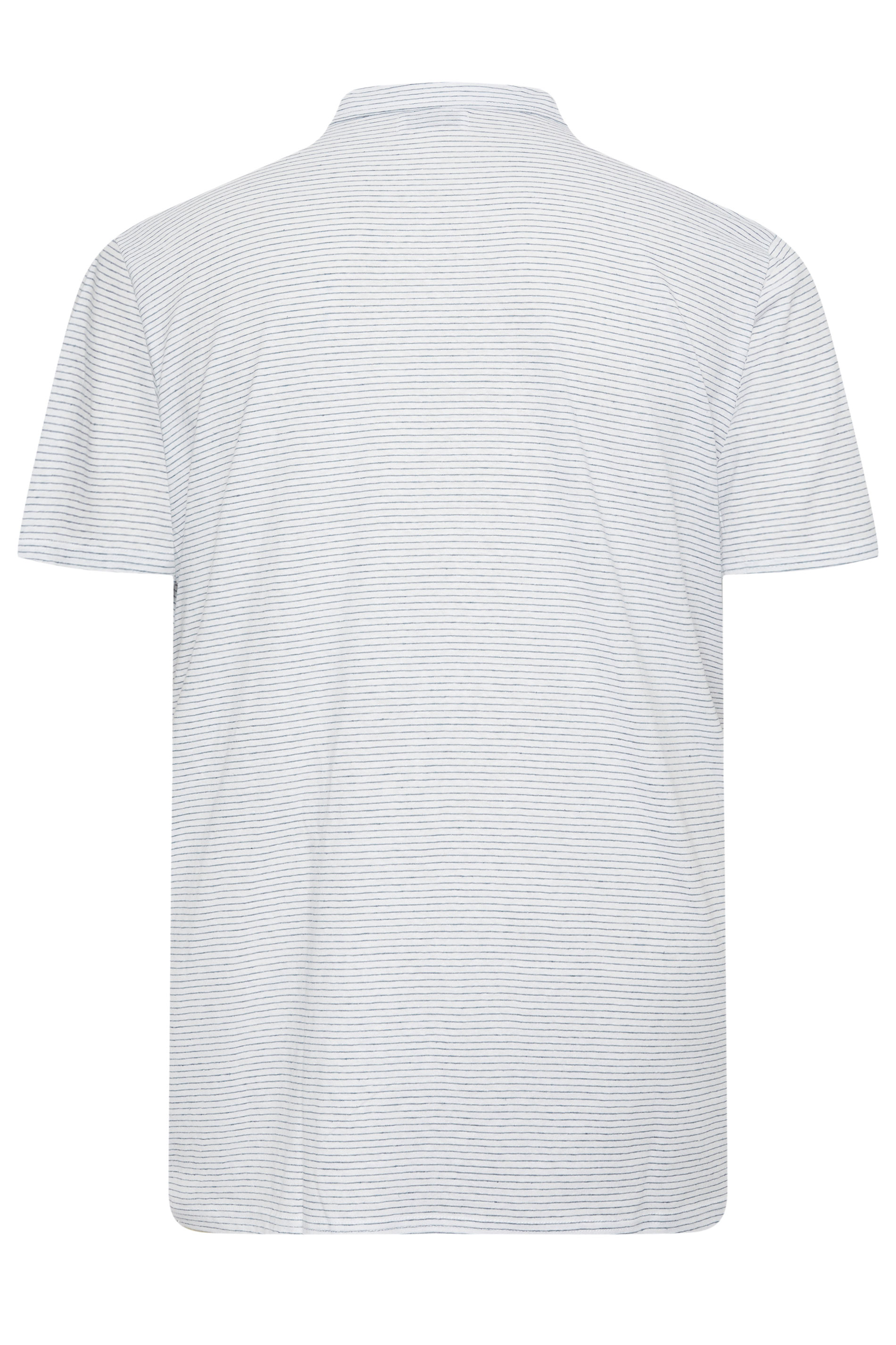 JACK & JONES Big & Tall White & Blue Striped Linen Polo Shirt | BadRhino 4