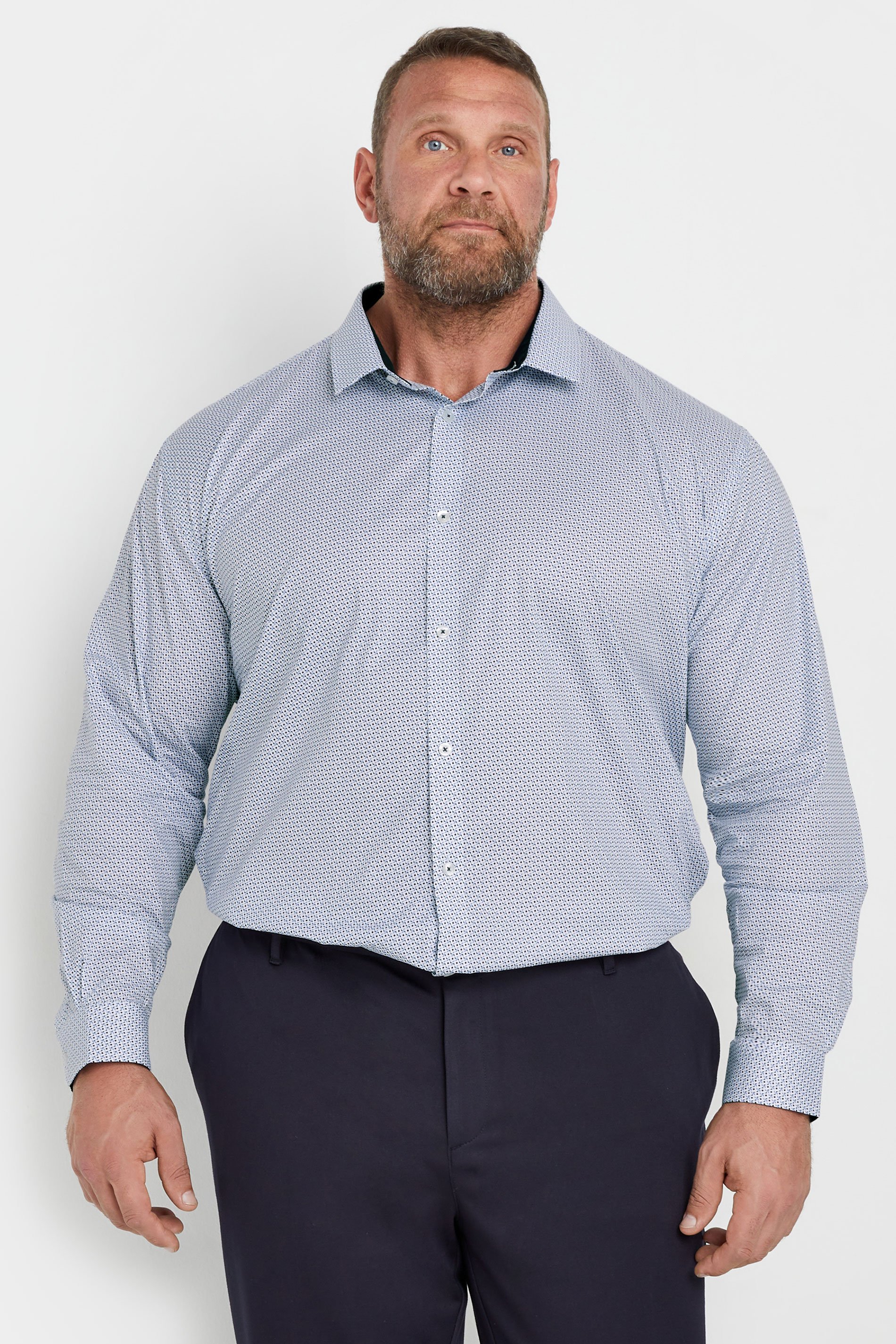 BadRhino Tailoring Big & Tall Blue Abstract Print Formal Shirt | BadRhino 3