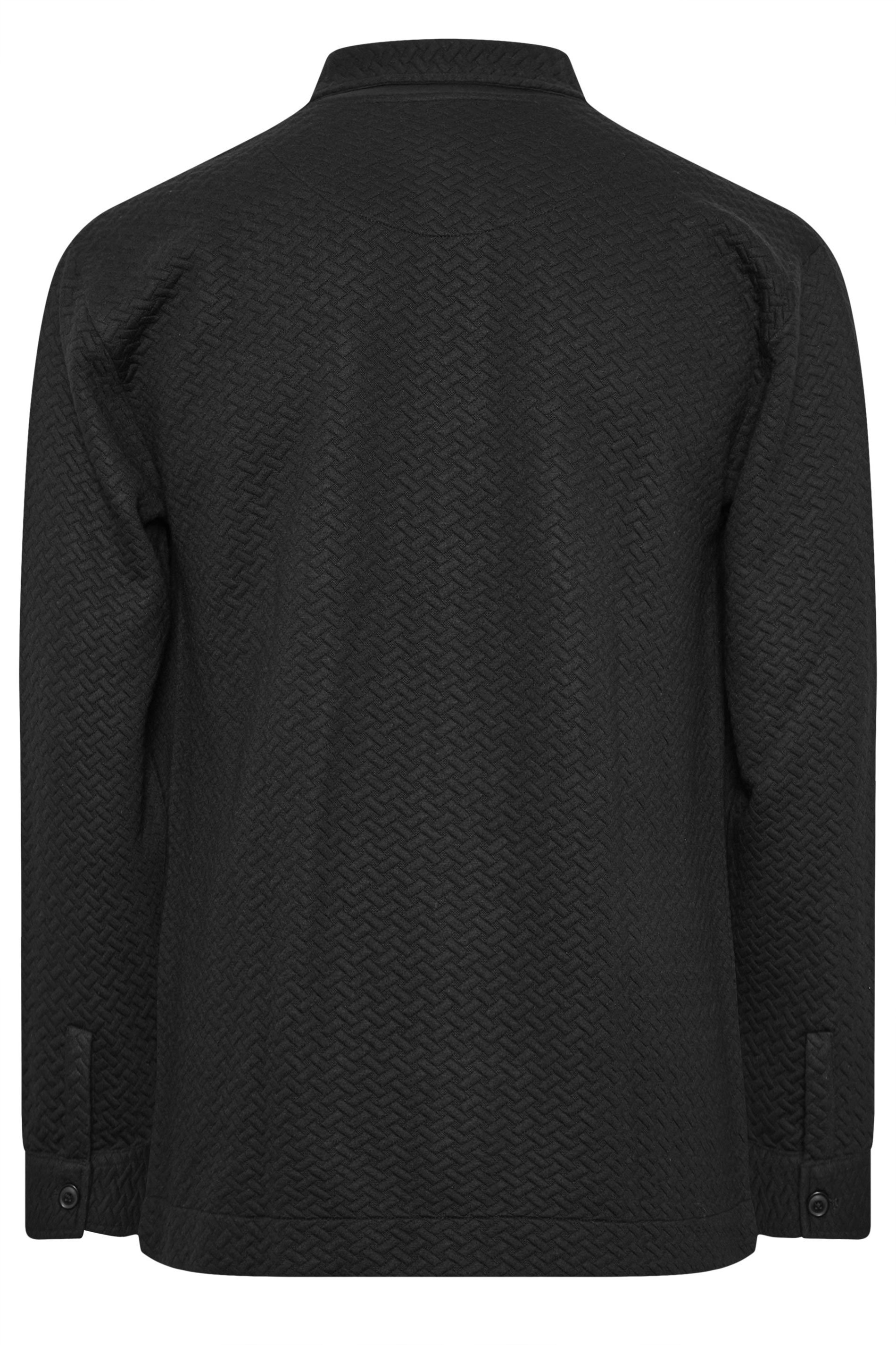 BadRhino Big & Tall Black Jersey Textured Overshirt | BadRhino 6
