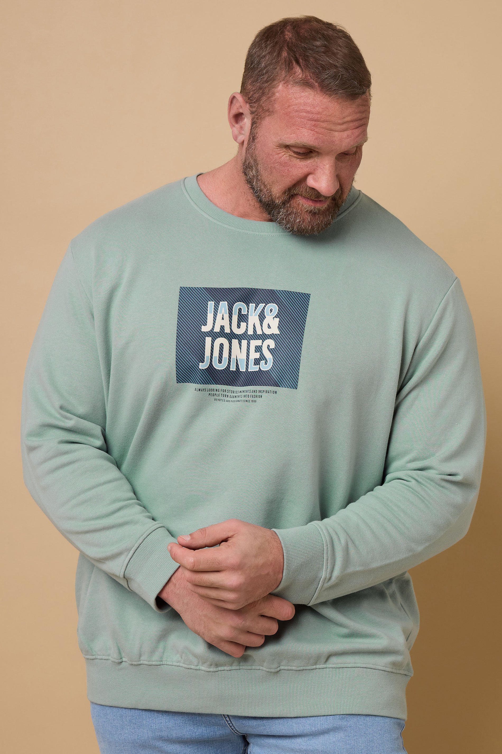 JACK & JONES Big & Tall Light Green Hudson Sweatshirt | BadRhino 1