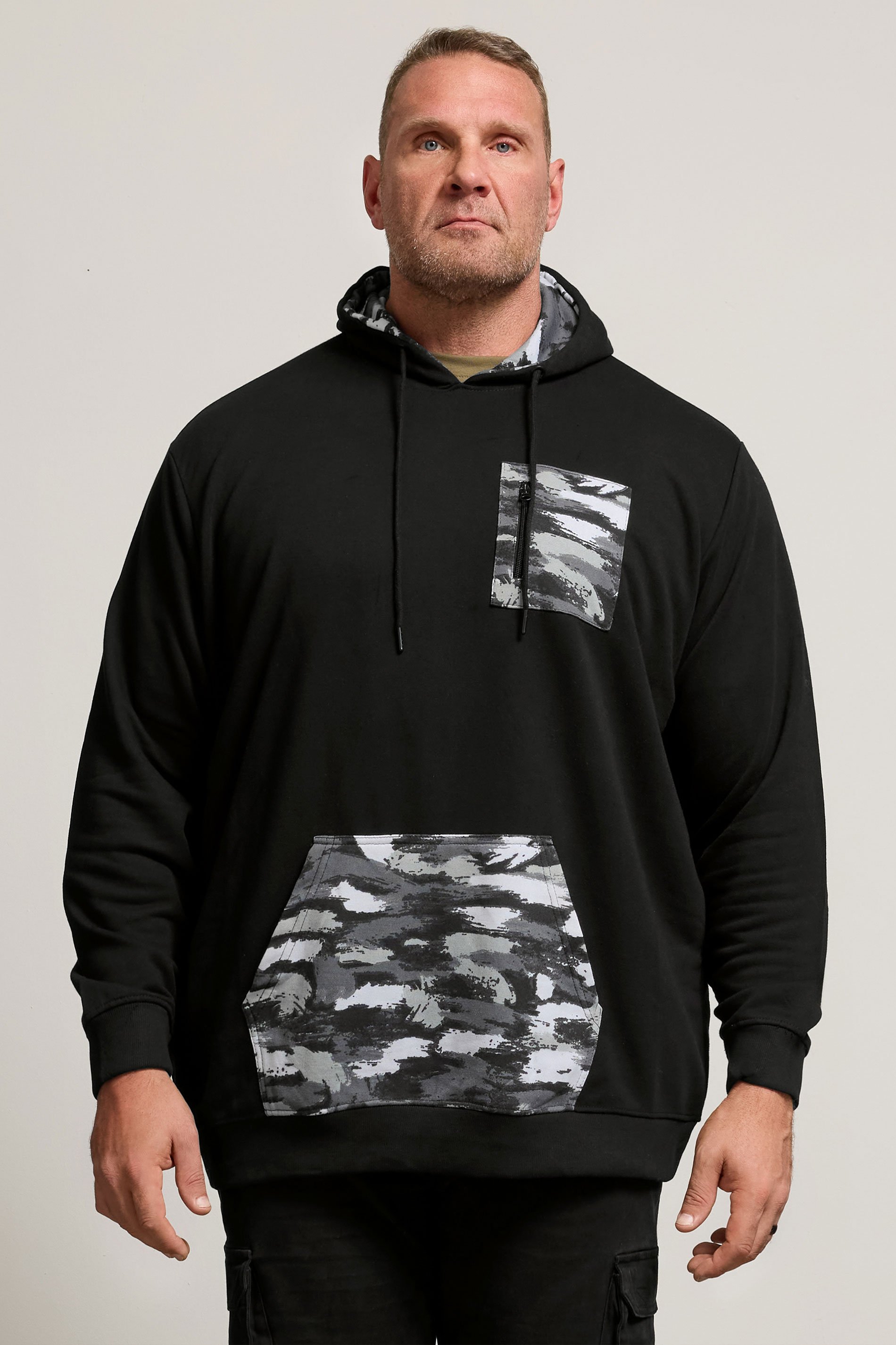 BadRhino Big & Tall Black Camo Print Utility Hoodie | BadRhino 1