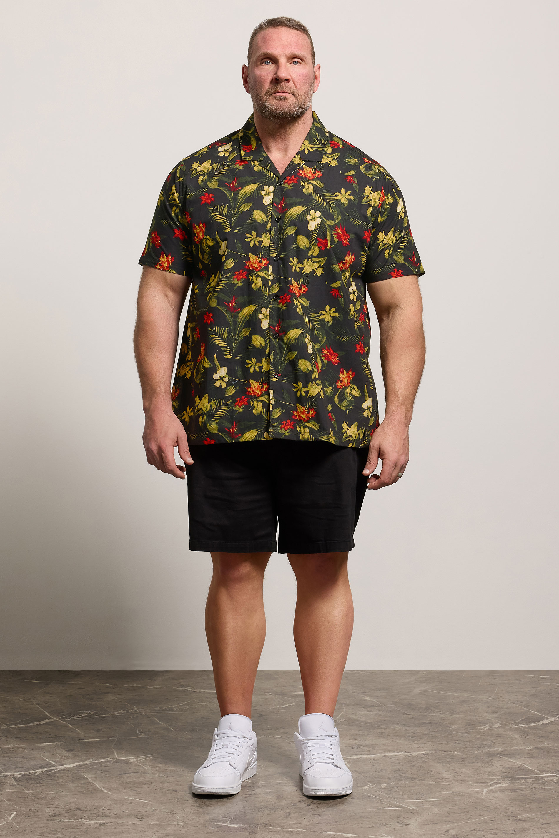 D555 Big & Tall Black Hawaiian Short Sleeve Shirt | BadRhino 1
