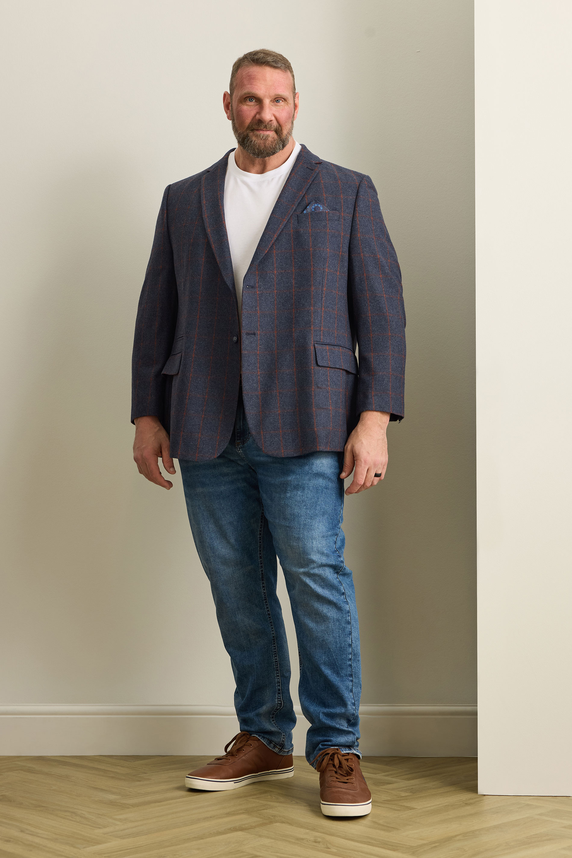 BadRhino Tailoring Big & Tall Blue & Red Checked Suit Jacket | BadRhino 1