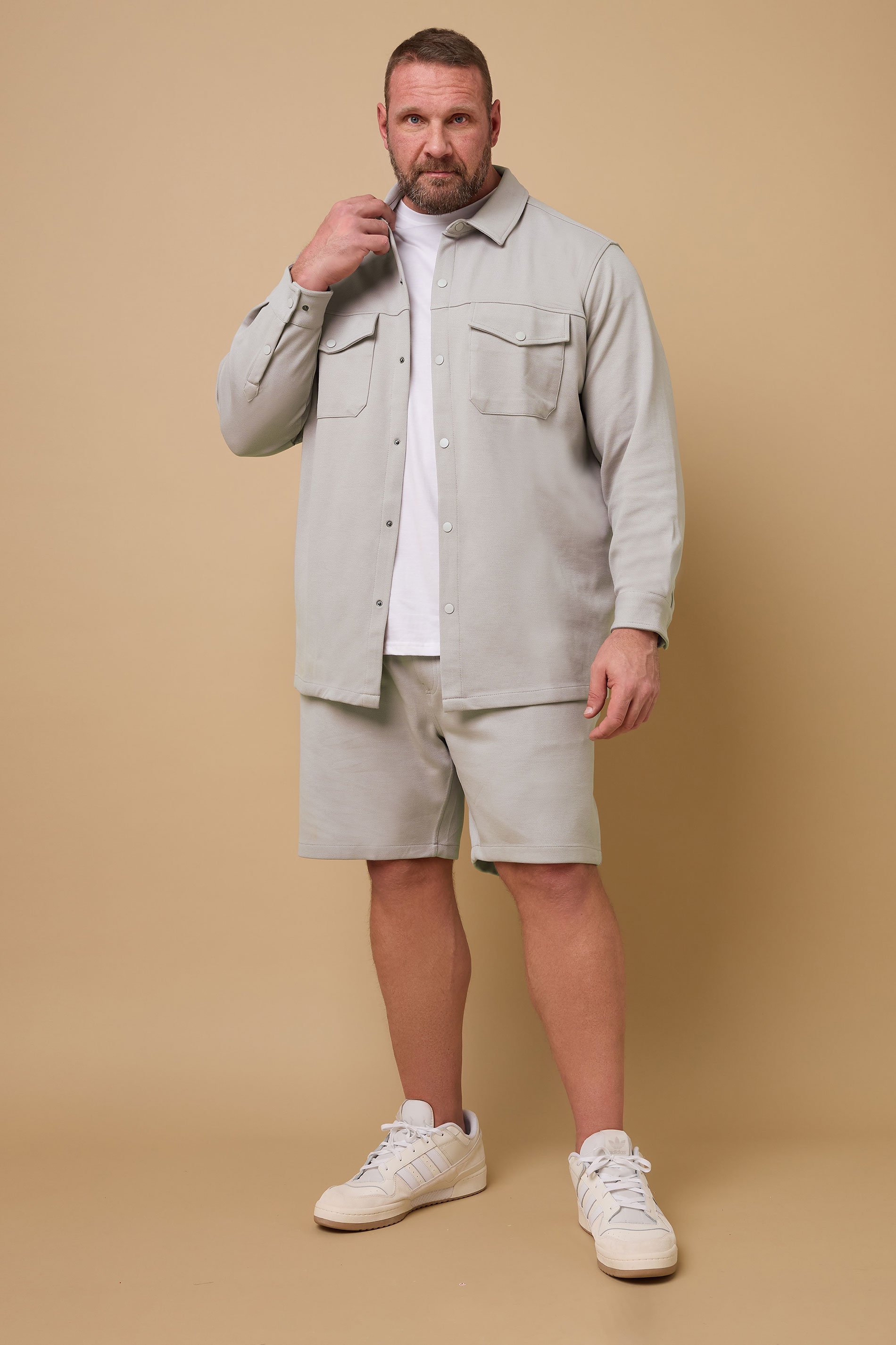 BadRhino Big & Tall Natural Brown Textured Jersey Shacket | BadRhino 1