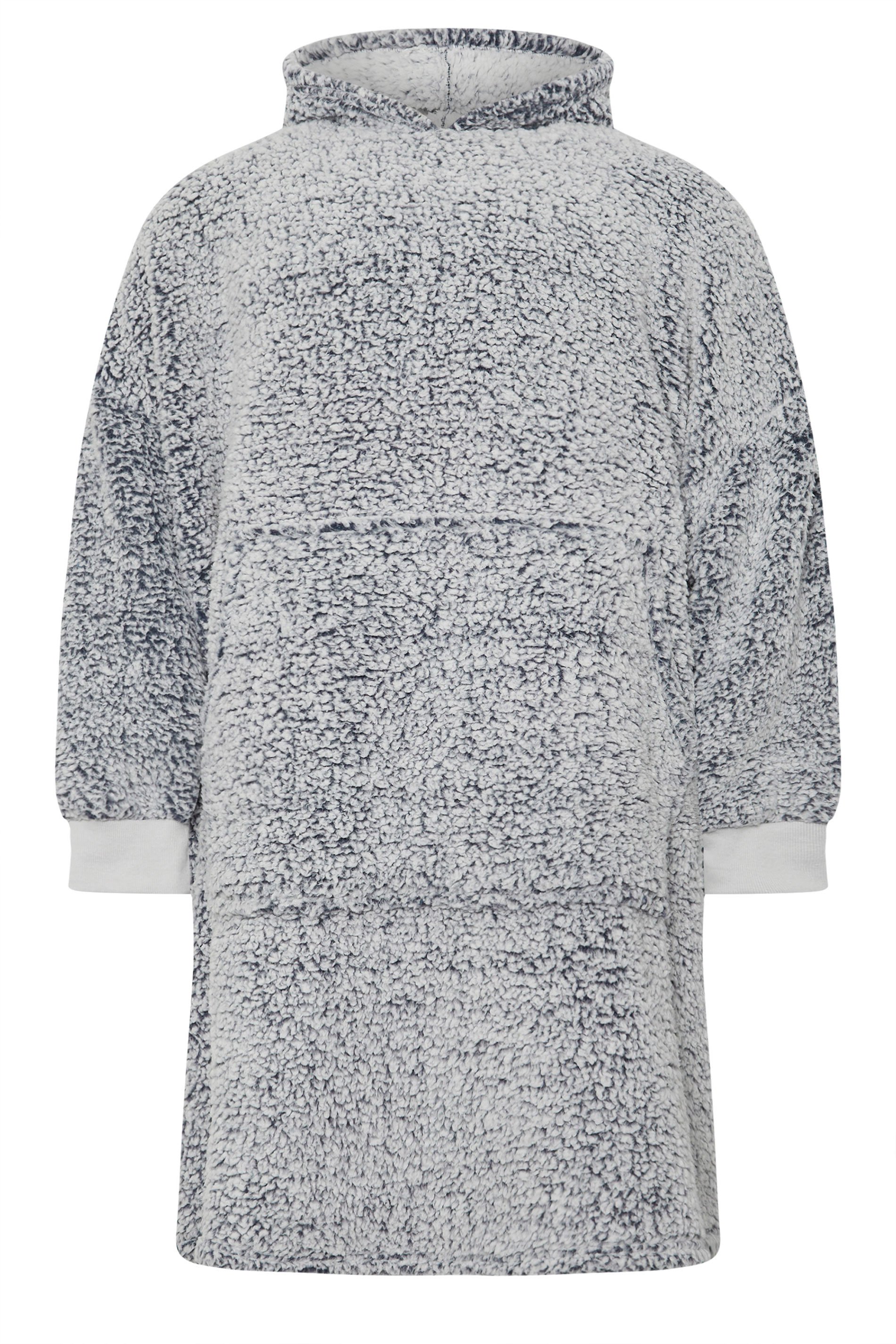 BadRhino Big & Tall Light Grey Fleece Borg Blanket Hoodie | BadRhino 6