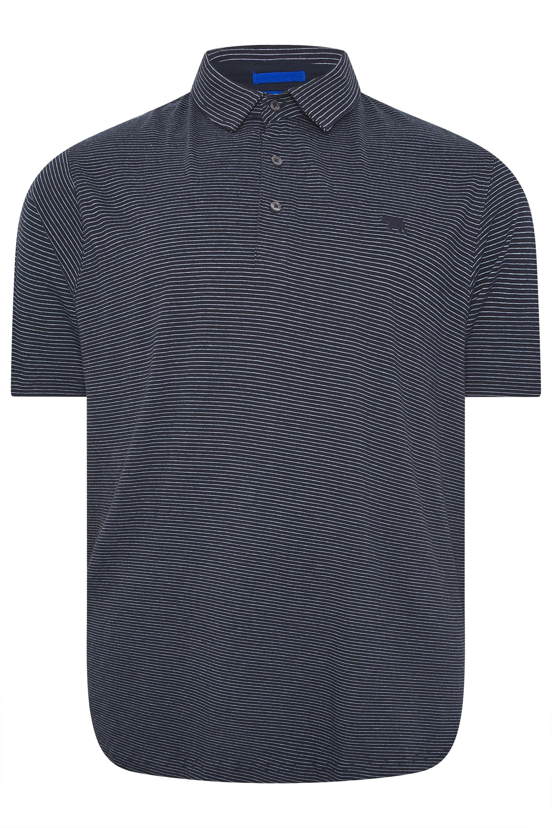 D555 Big & Tall Navy Blue Embroidered Jersey Polo Shirt | BadRhino 3