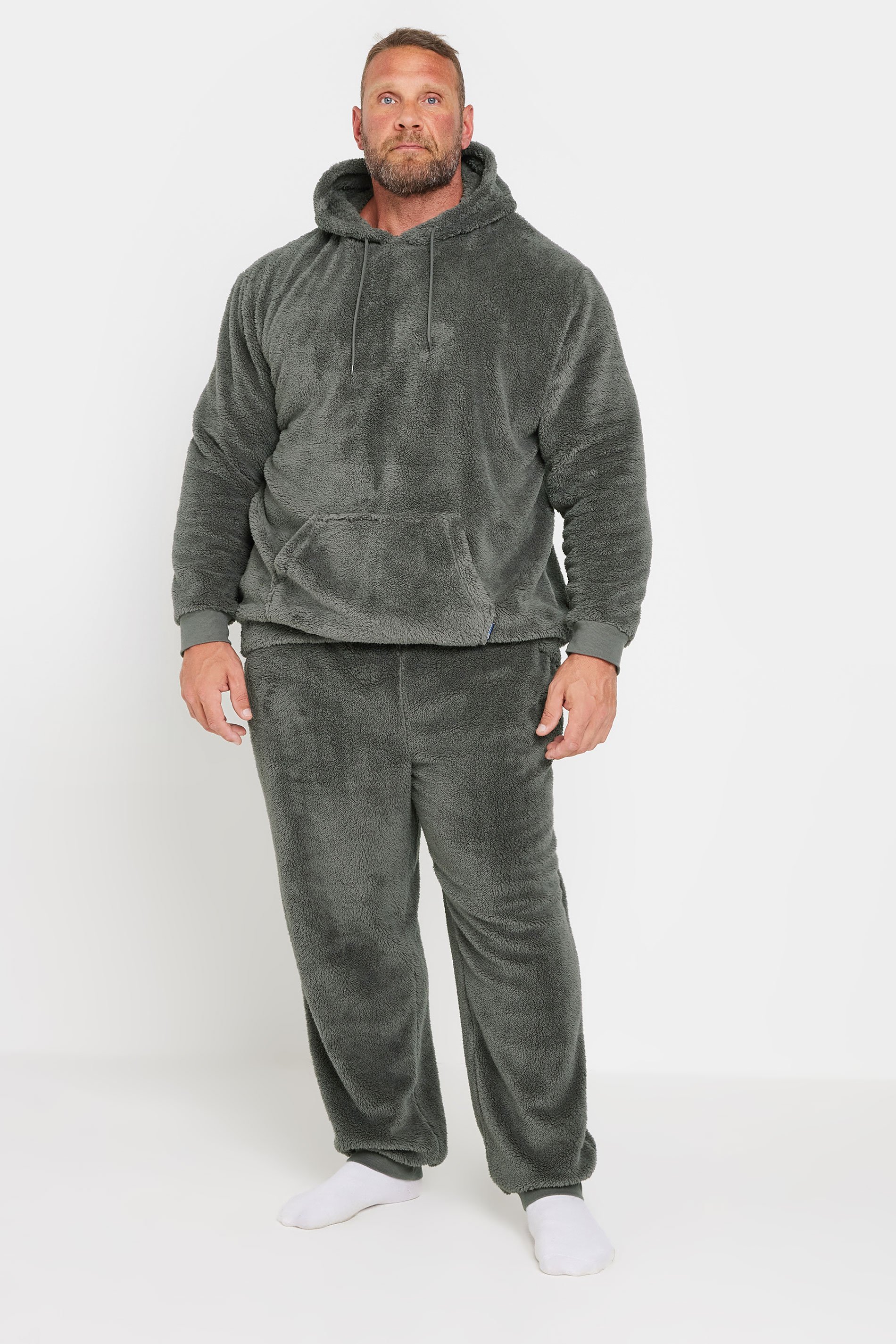 BadRhino Big & Tall Charcoal Grey Super Soft Borg Lounge Set | BadRhino 3