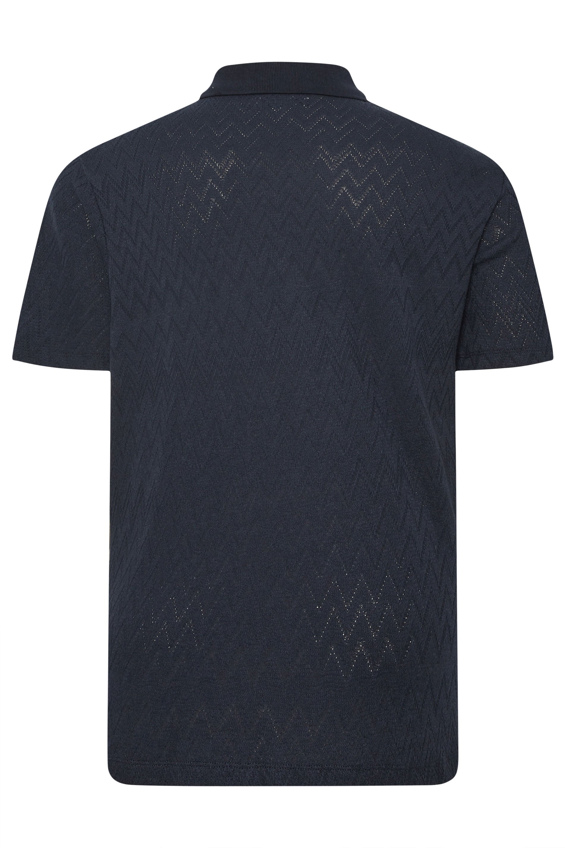 JACK & JONES Big & Tall Navy Blue Jacquard Polo Shirt | BadRhino 4