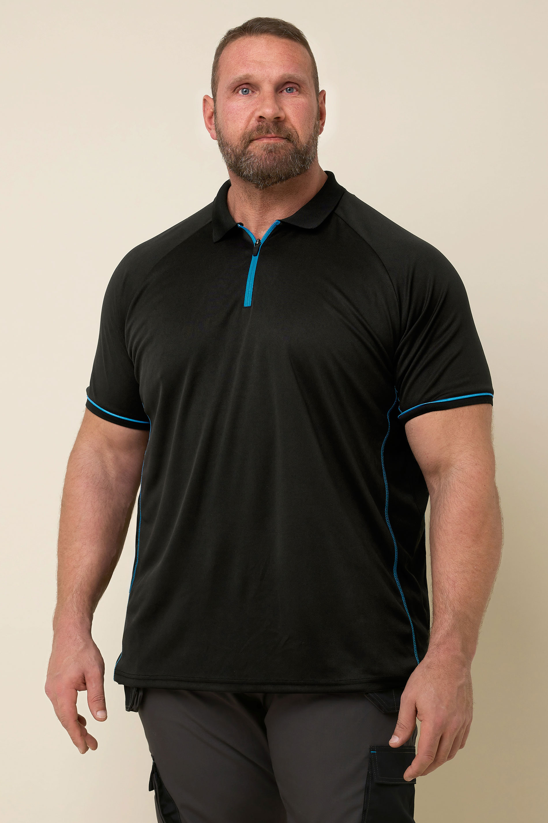 BadRhino Big & Tall Workwear Black Zip Polo Shirt | BadRhino 2