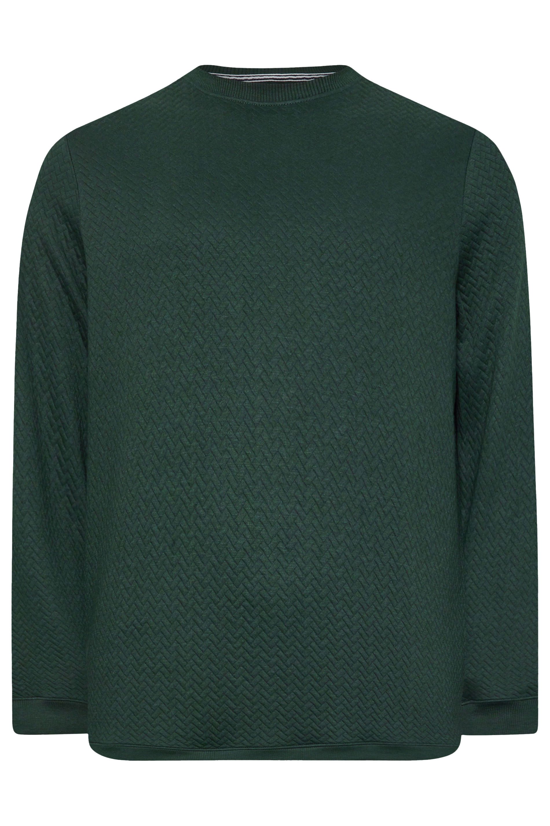 BadRhino Big & Tall Green Chevron Quilted Crew Neck Sweatshirt | BadRhino 3