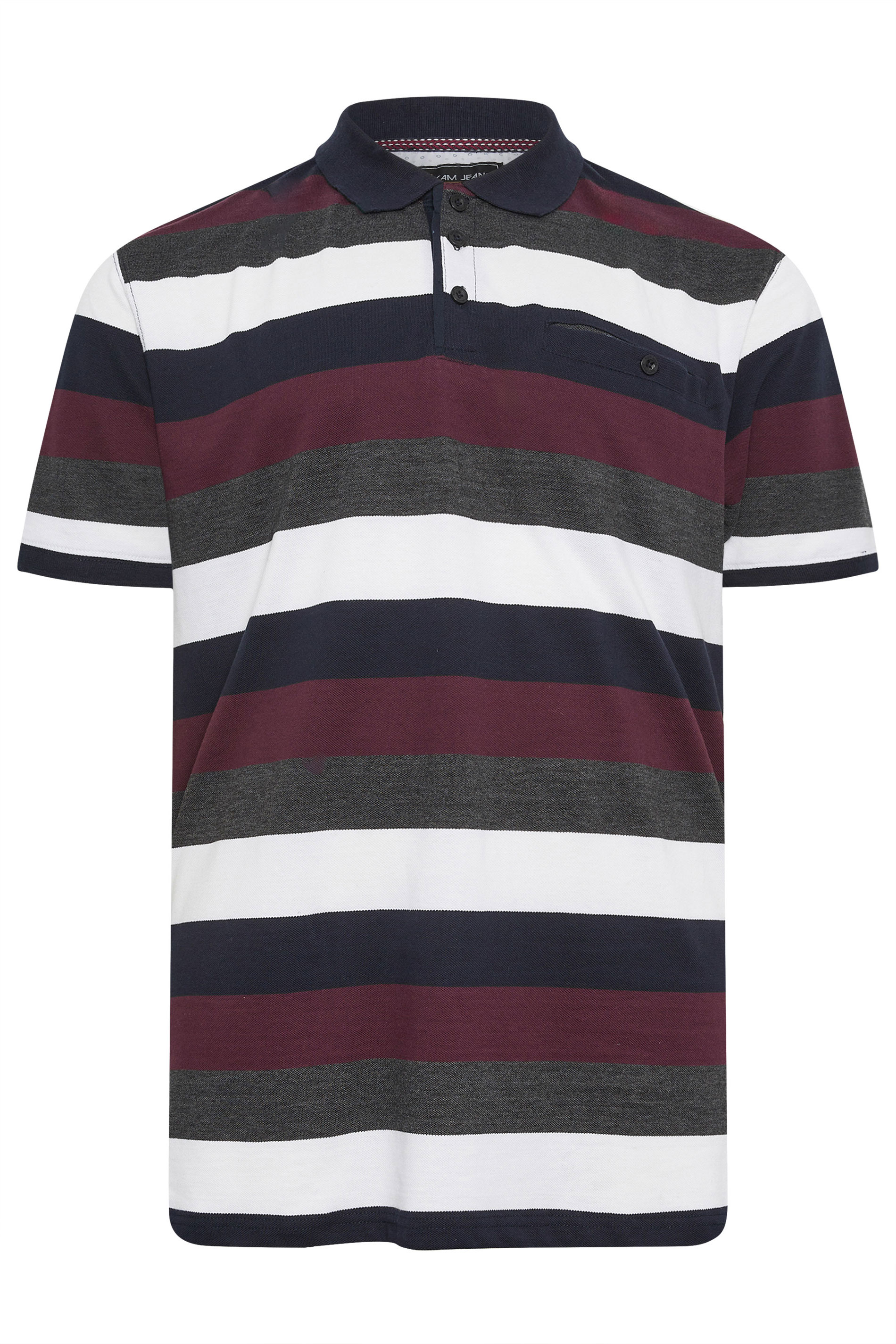 KAM Big & Tall Red Yarn Dye 'Tidepool' Stripe Polo Shirt | BadRhino 2