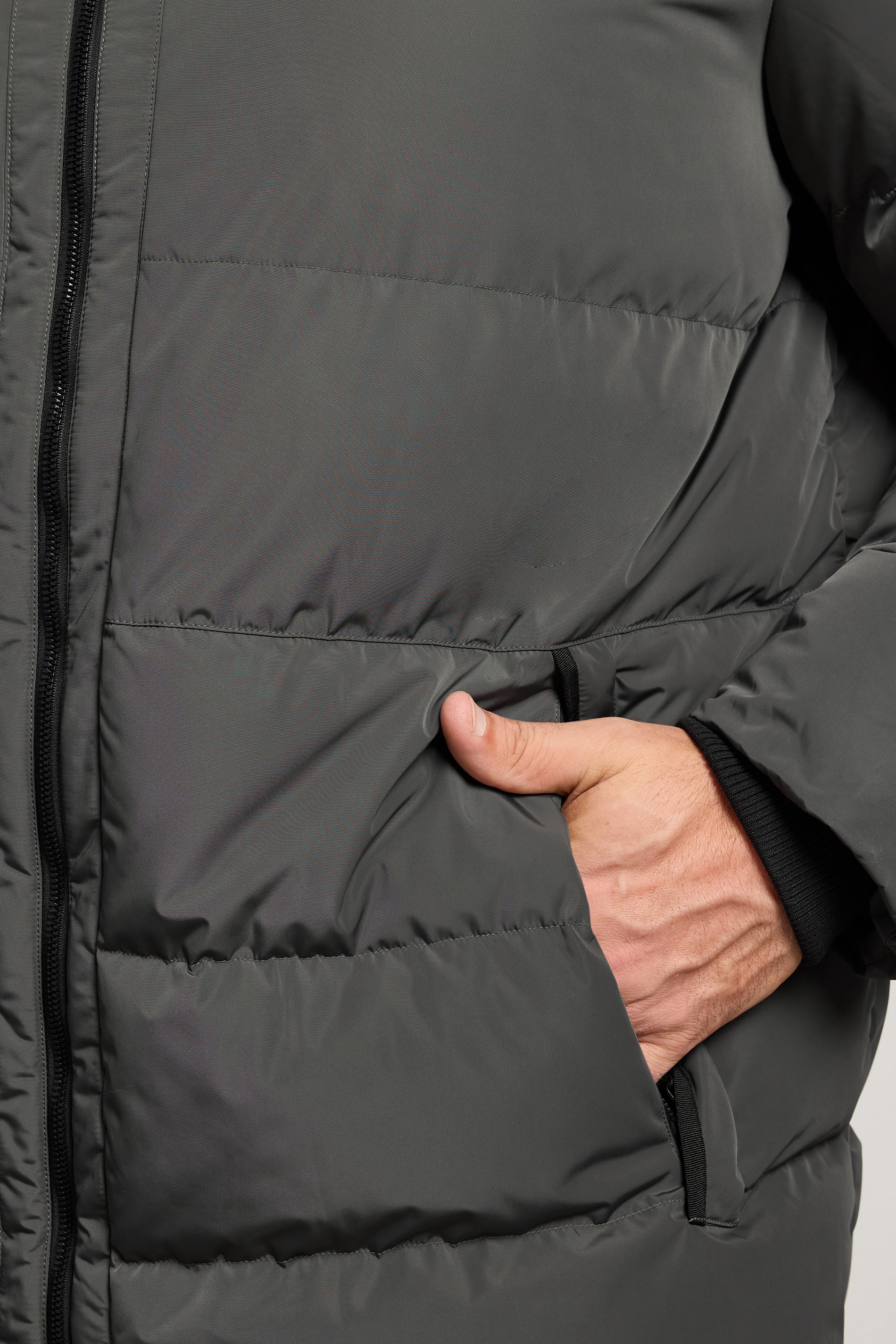 BadRhino Big & Tall Charcoal Grey Hooded Puffer Jacket 4