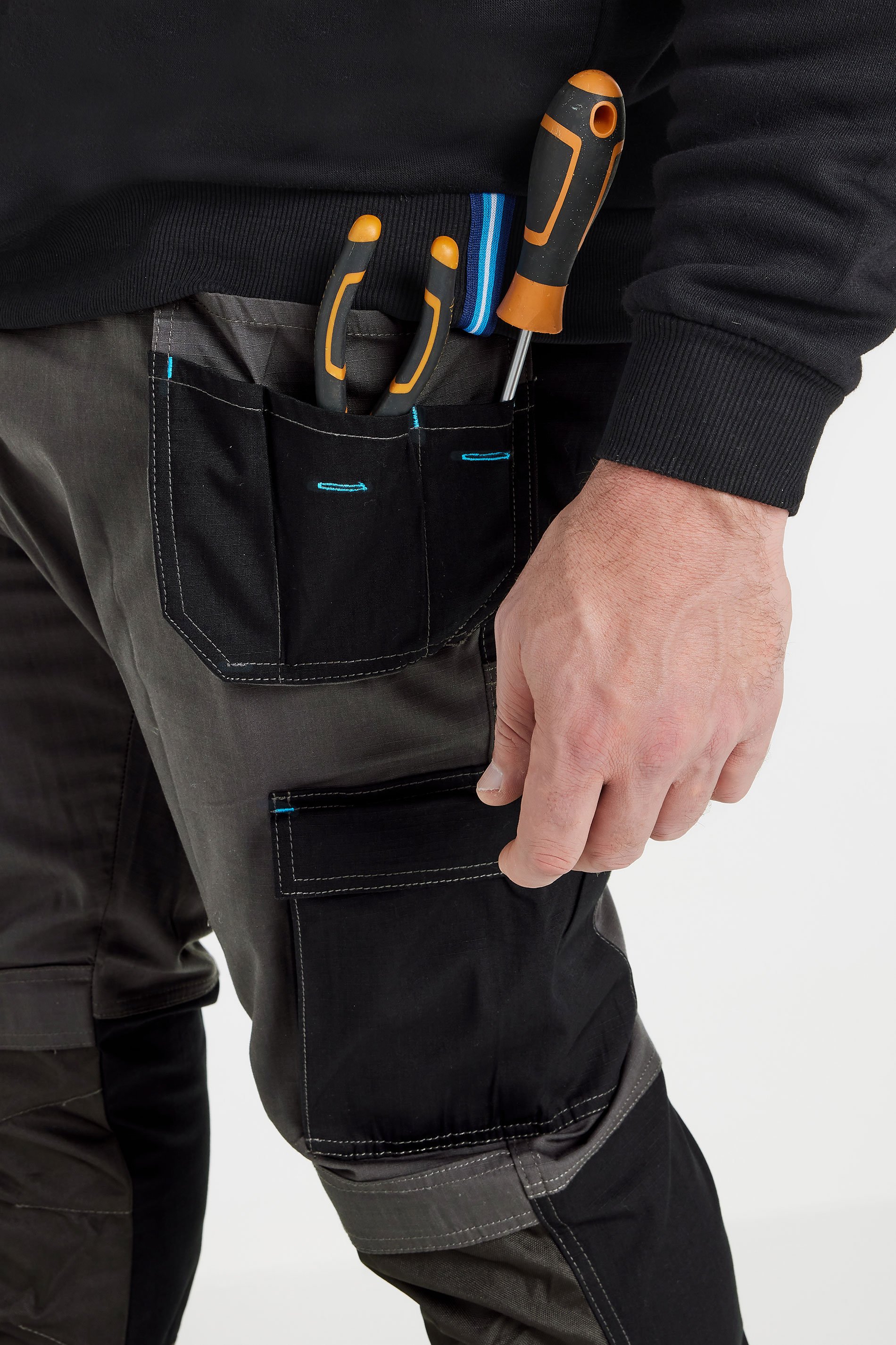 BadRhino Big & Tall Black Workwear Cargo Trousers | BadRhino 7