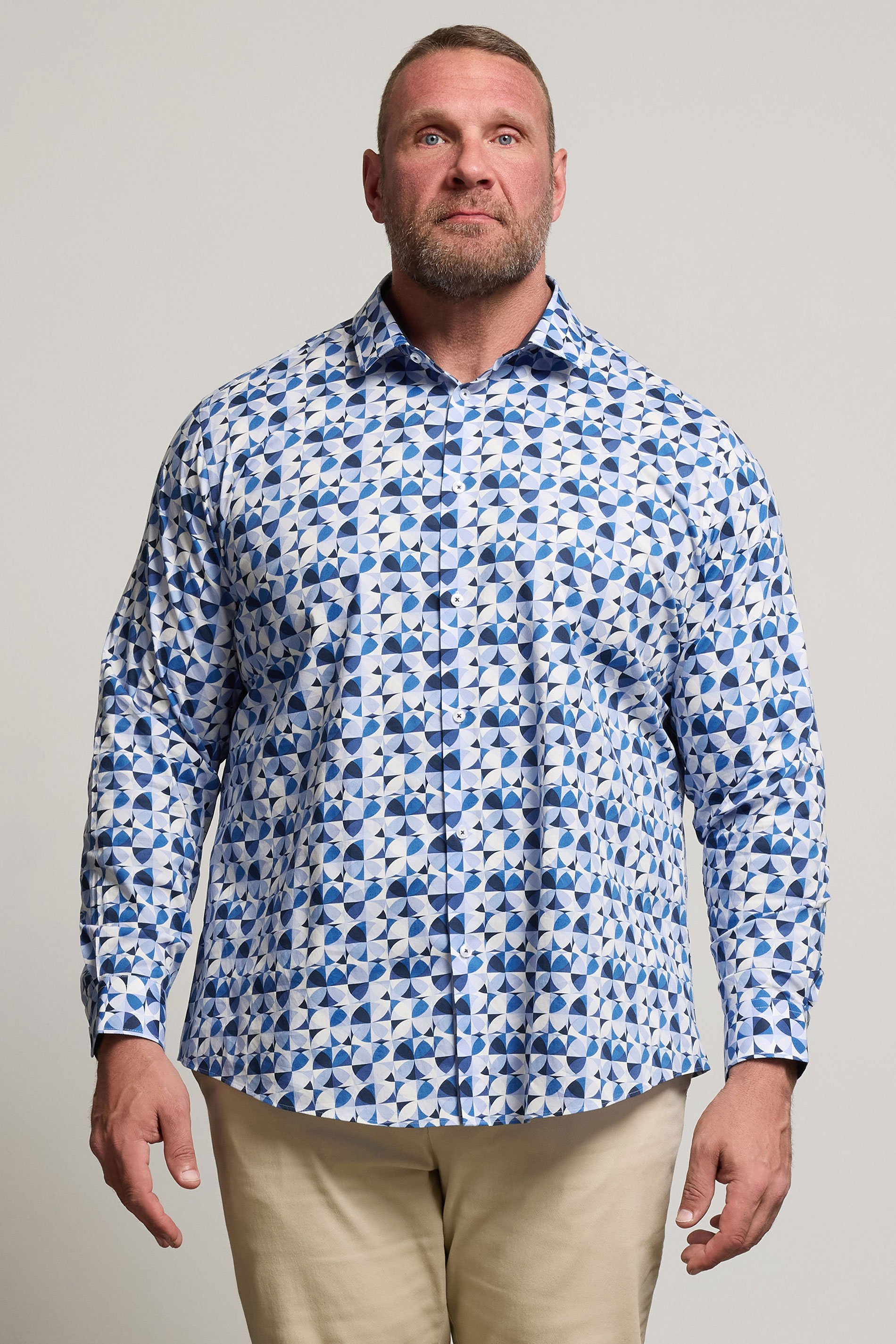 BadRhino Tailoring Big & Tall Light Blue Geometric Long Sleeve Shirt | BadRhino 1