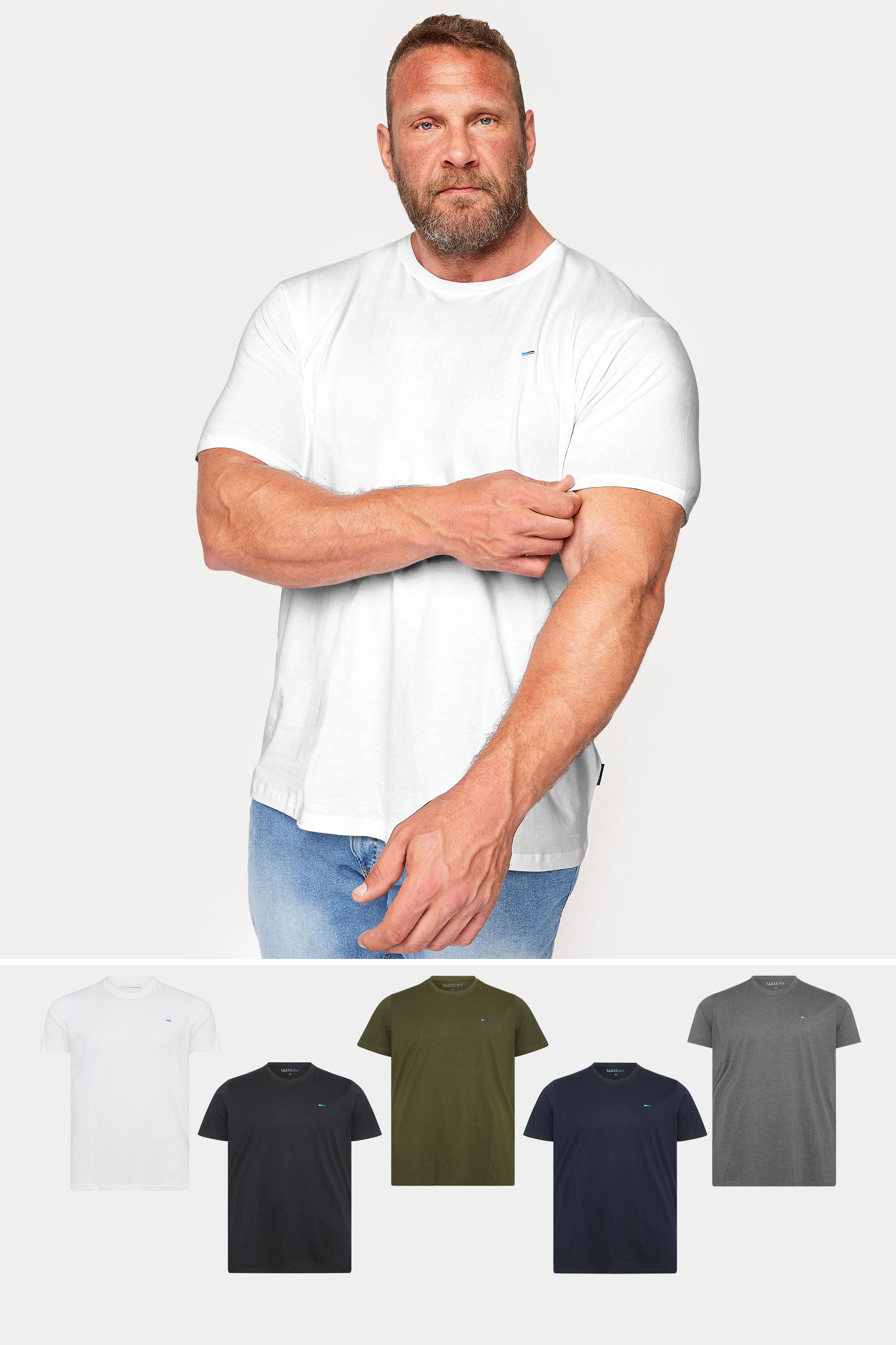 BadRhino Big & Tall 5 Pack Black & White Core T-Shirts | BadRhino 1
