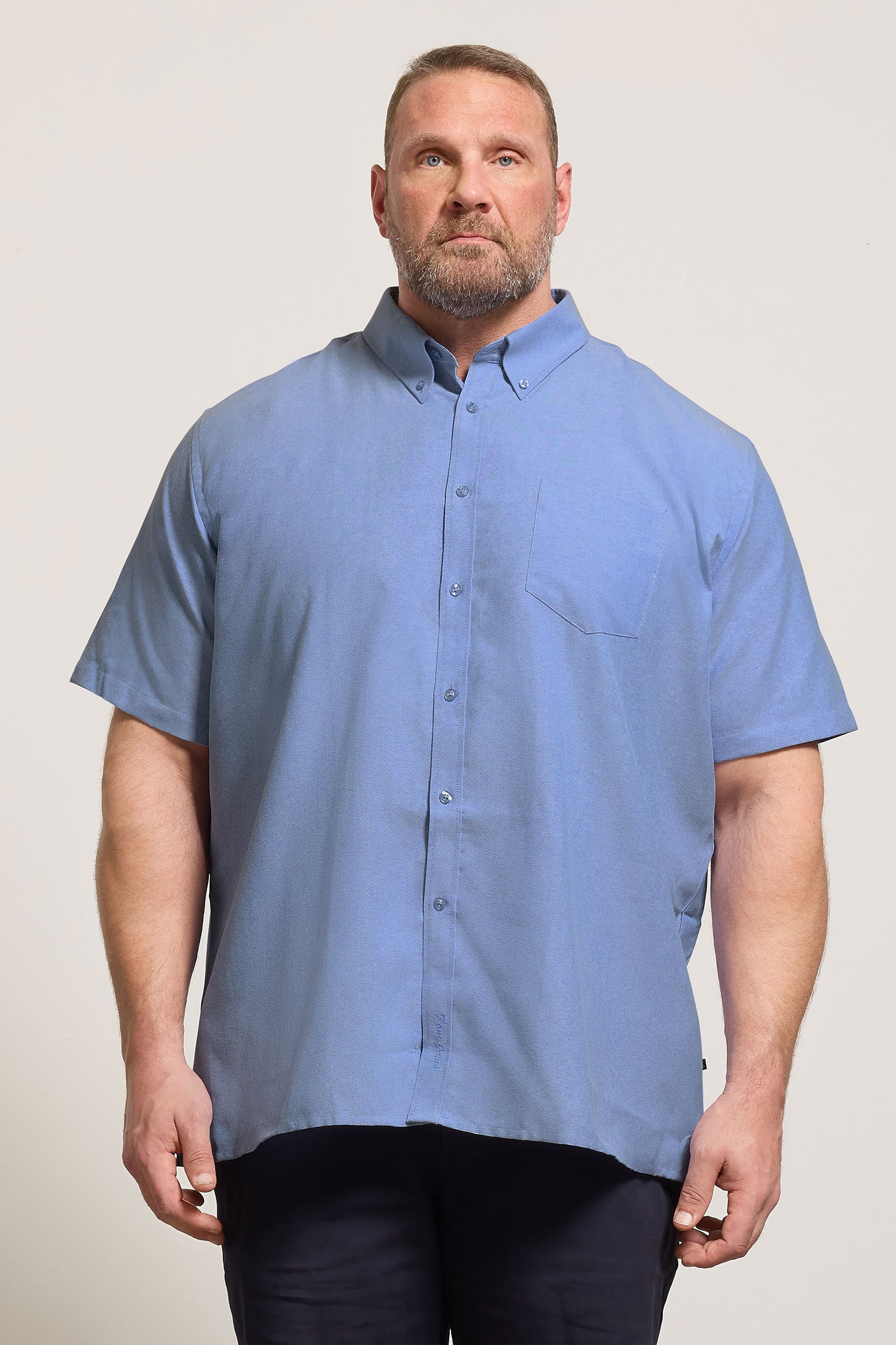KAM Blue Oxford Short Sleeve Shirt | BadRhino 3
