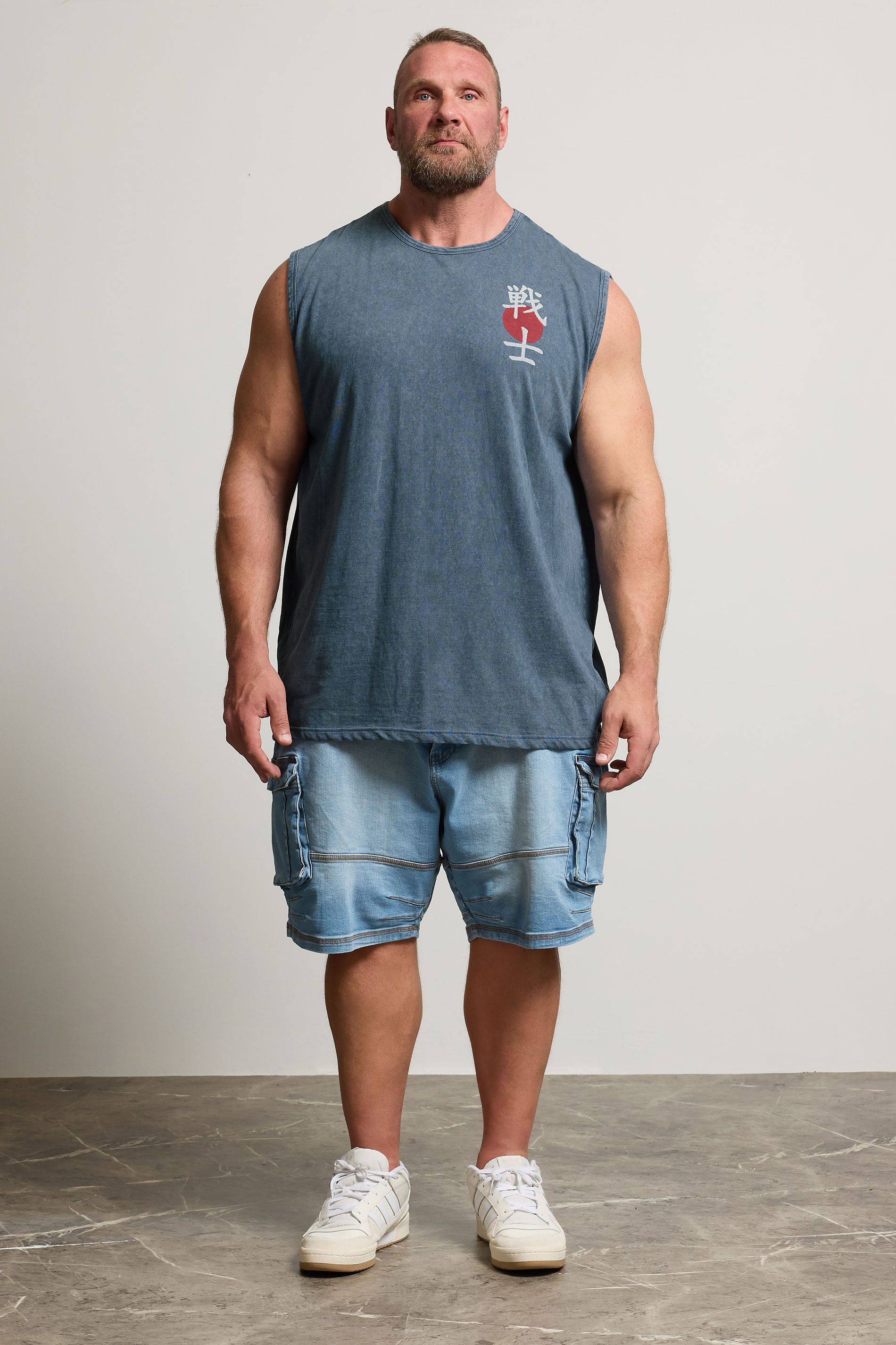 BadRhino Big & Tall Blue Acid Wash Japanese Skull Graphic Vest | BadRhino 3