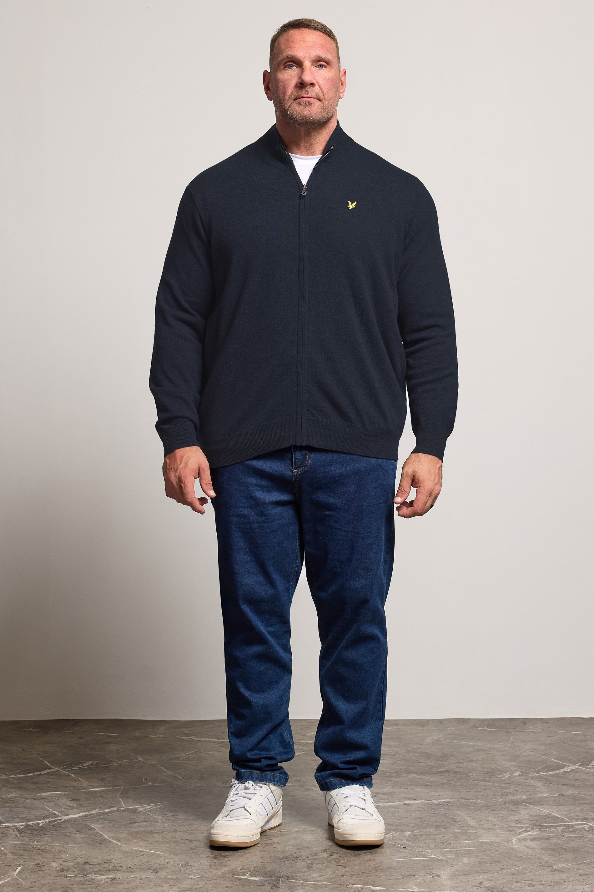 Lyle & Scott Big & Tall Navy Blue Lambswool Blend Quarter Zip Jumper | BadRhino 2