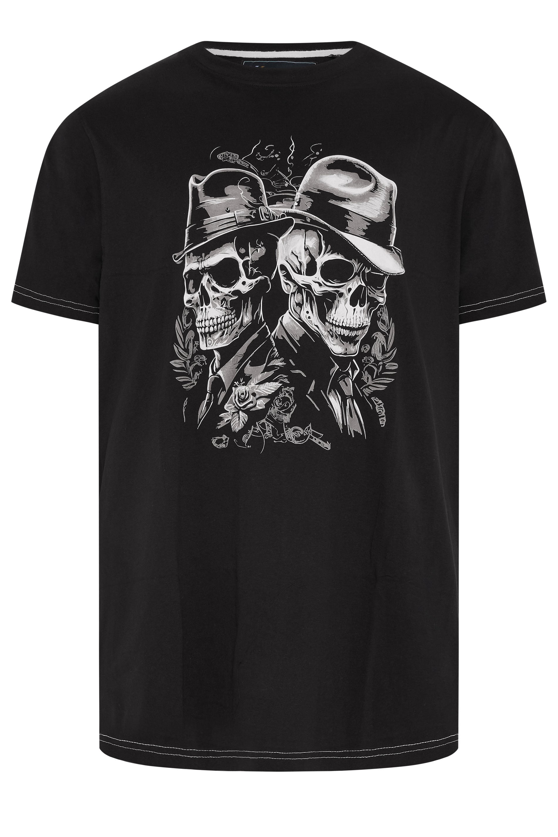 KAM Big & Tall Black Gentleman Skull T-Shirt | BadRhino 2