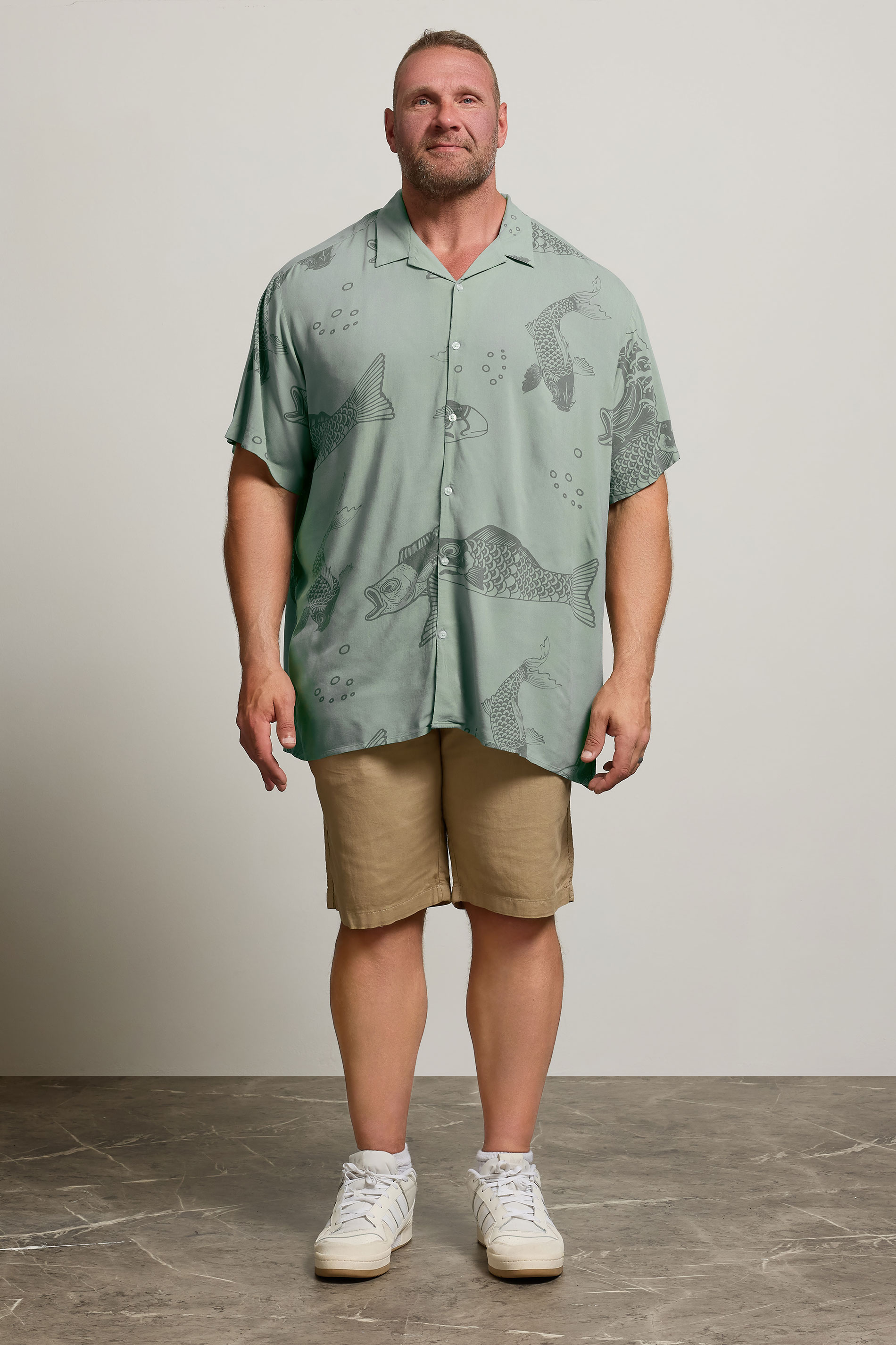 JACK & JONES Big & Tall Iceberg Green Koi Print Resort Shirt | BadRhino 2
