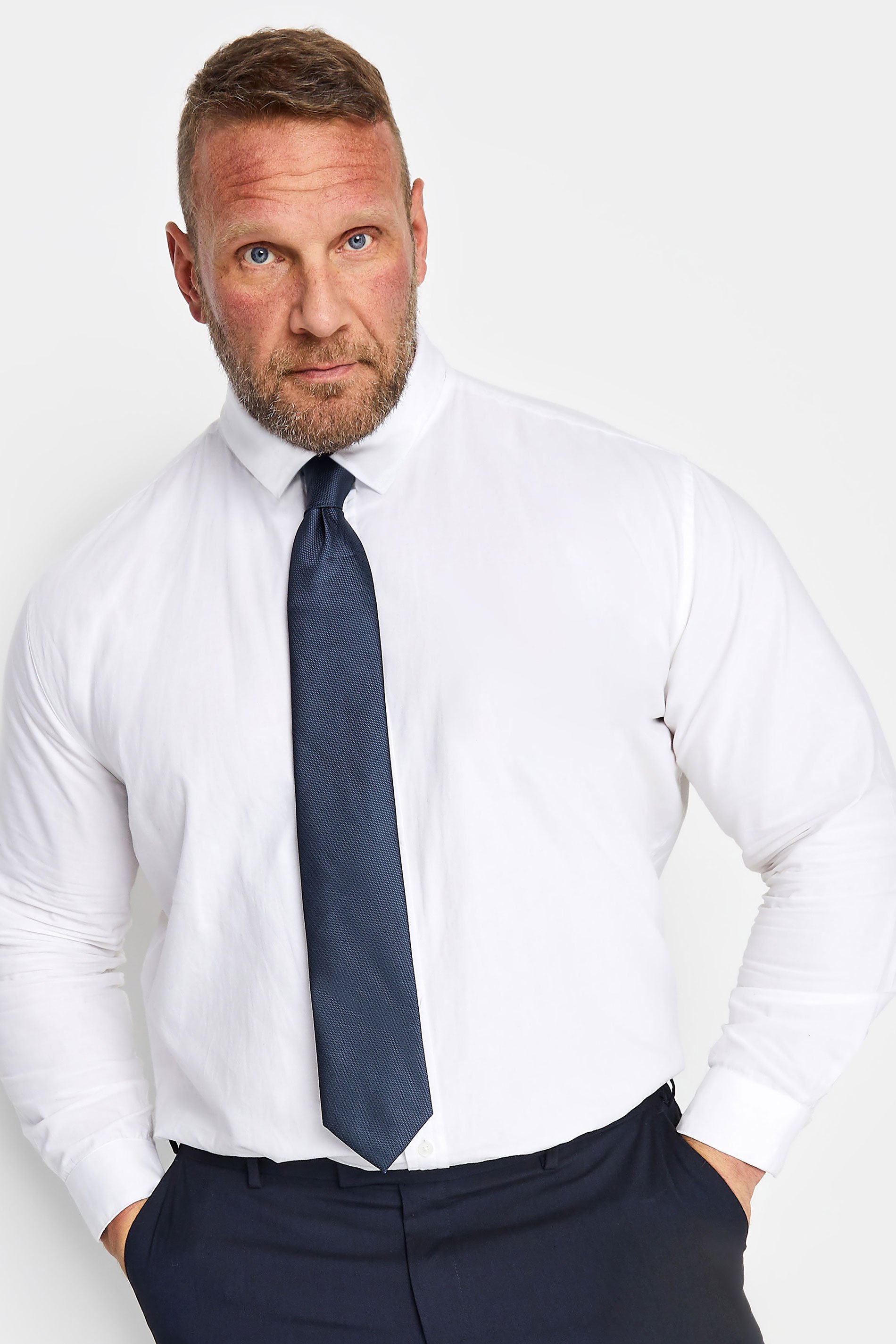 BadRhino Navy Blue Plain Textured Tie | BadRhino 1