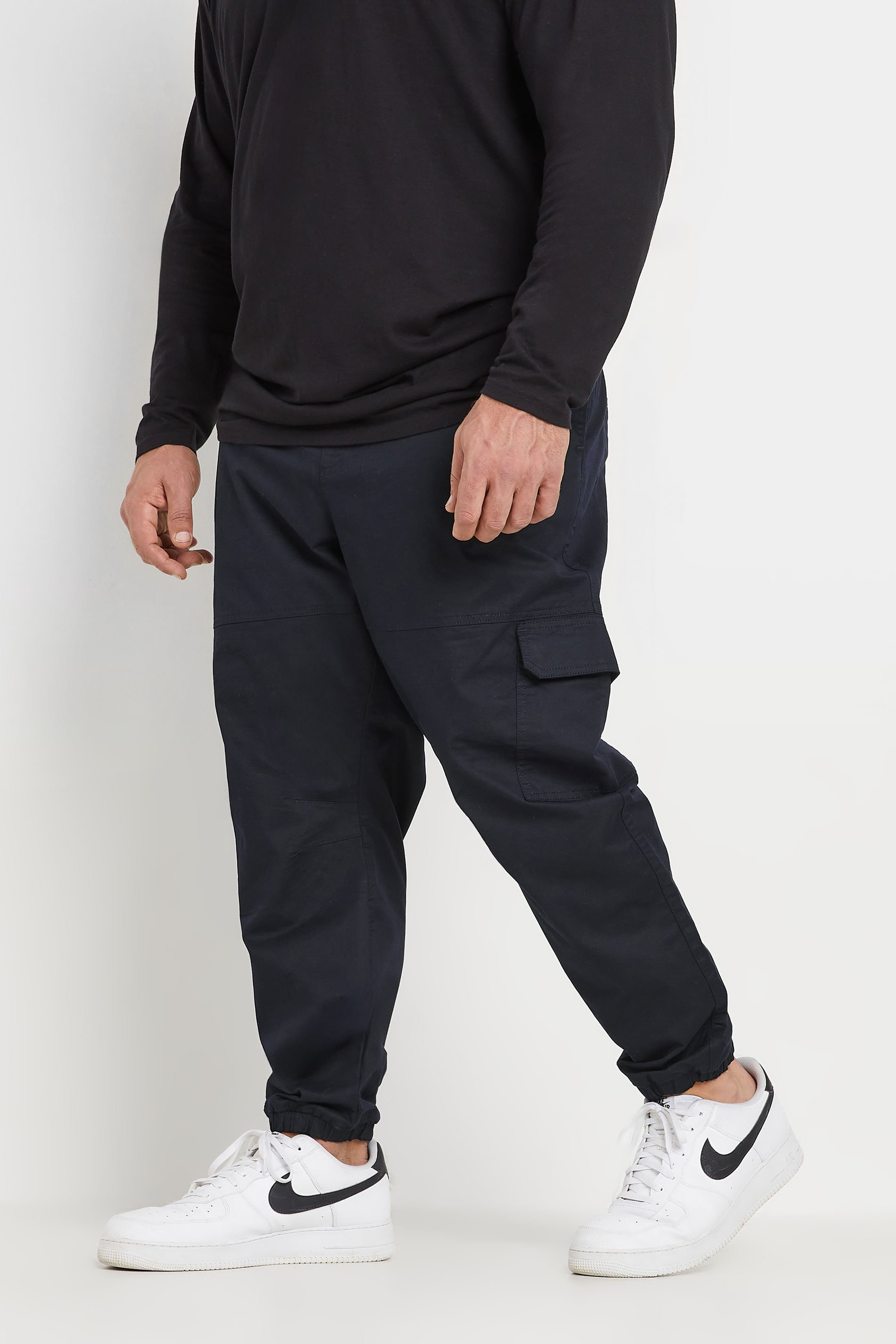 BadRhino Big & Tall Navy Blue Elasticated Waist Cuffed Cargo Trousers | BadRhino 1