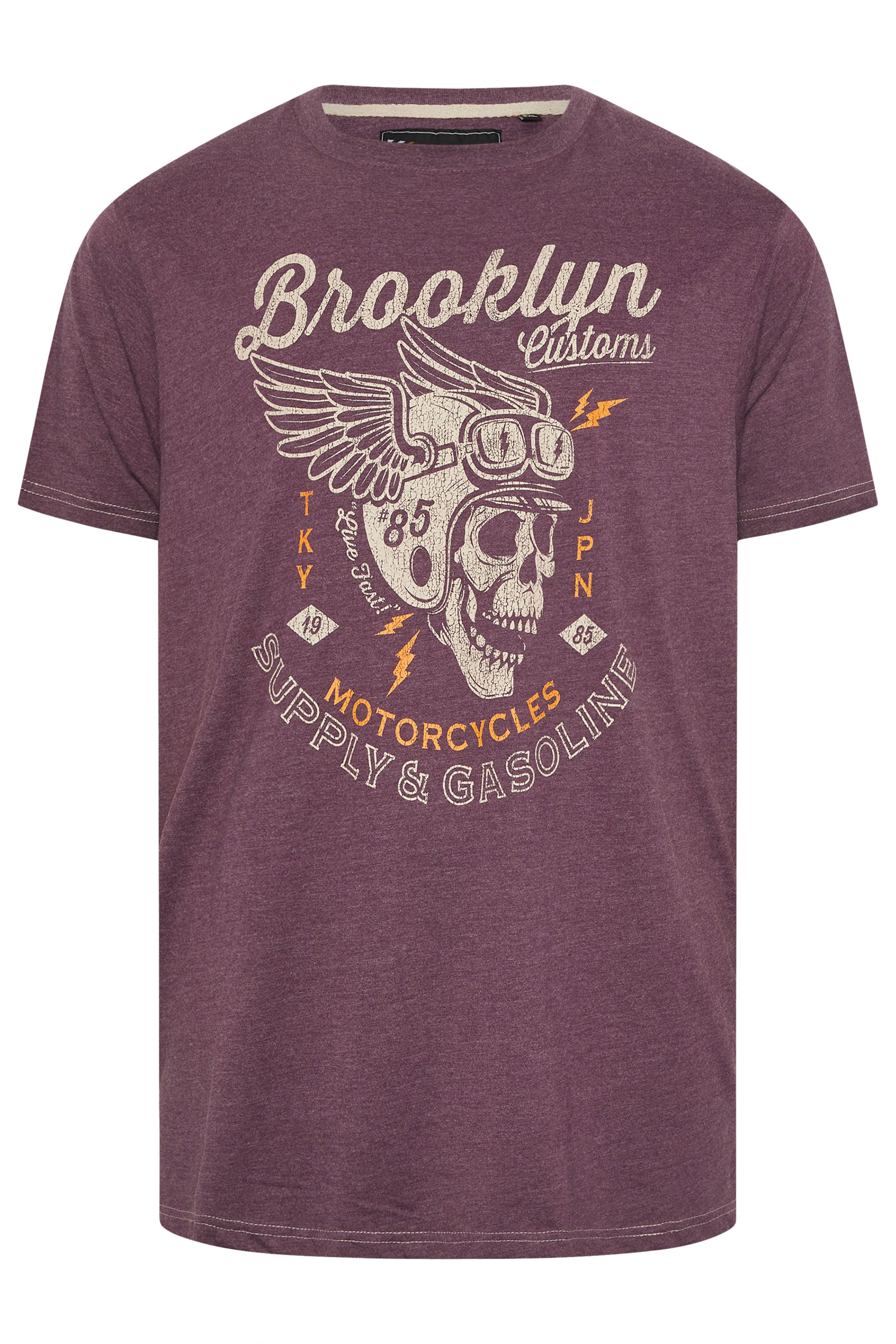 KAM Big & Tall Fig Purple Brooklyn Motorbike Graphic Print T-Shirt | BadRhino 3