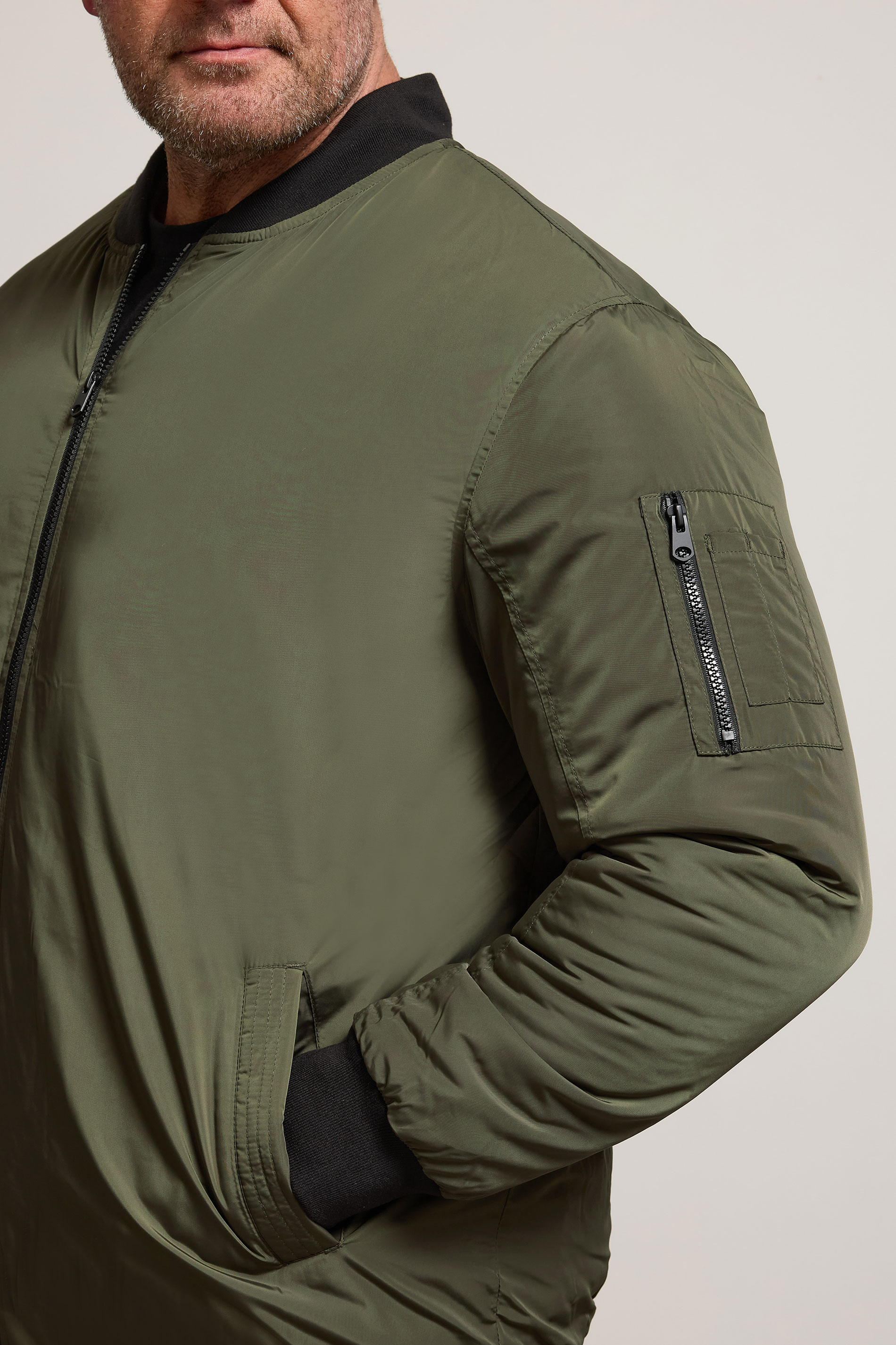 BadRhino Big & Tall Khaki Zip Bomber Jacket | BadRhino  6