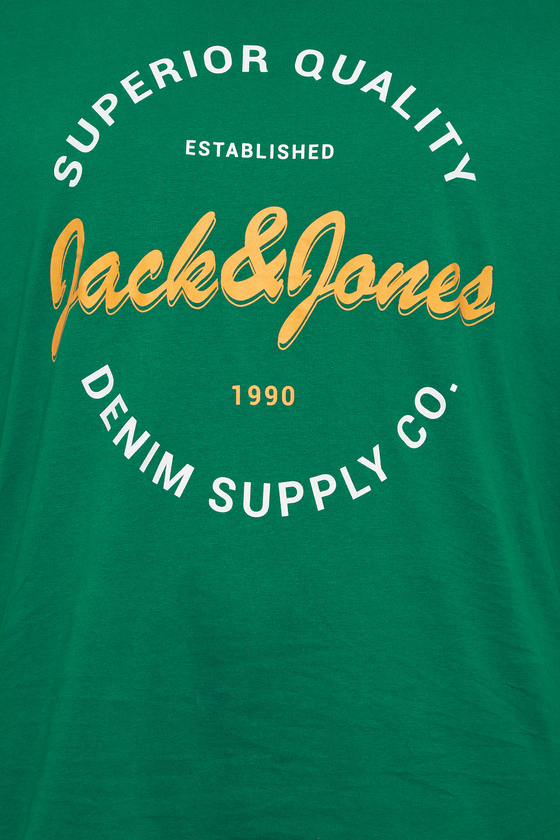 JACK & JONES Big & Tall Bright Green Printed Crew Neck T-Shirt | BadRhino 2