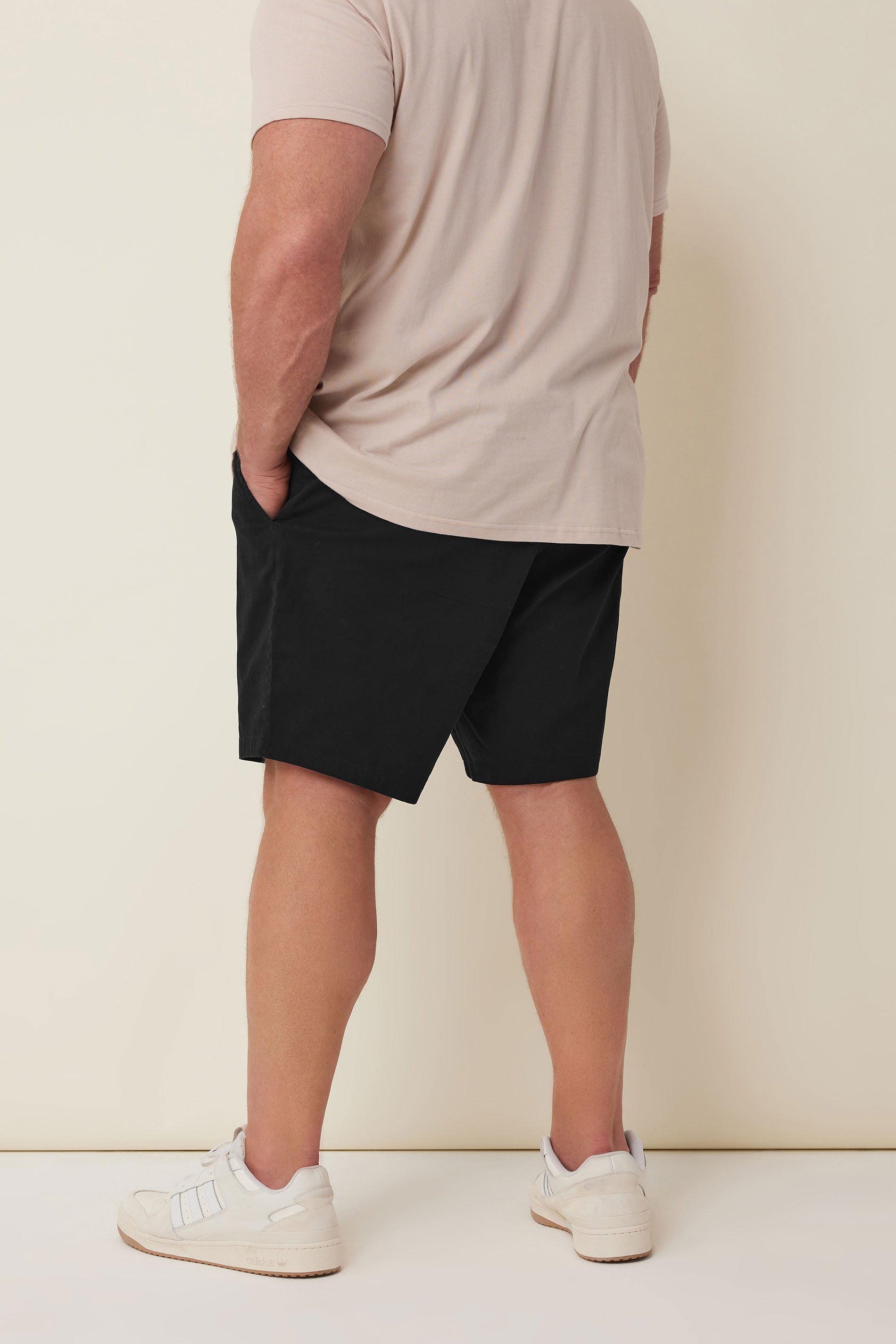 BadRhino Black Stretch Elasticated Waist Chino Shorts | BadRhino 3