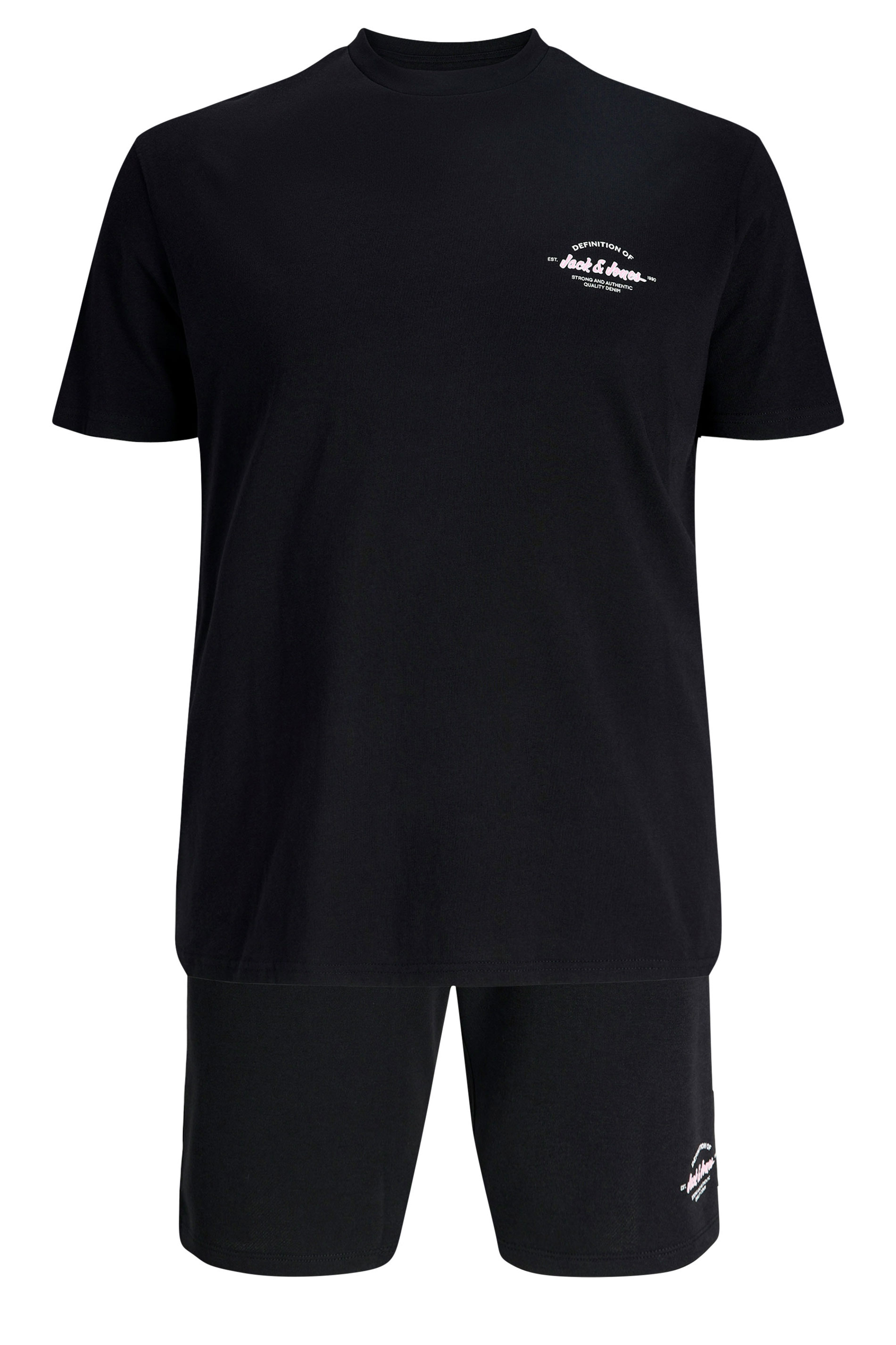 JACK & JONES Big & Tall Black T-Shirt & Shorts Set | BadRhino 2
