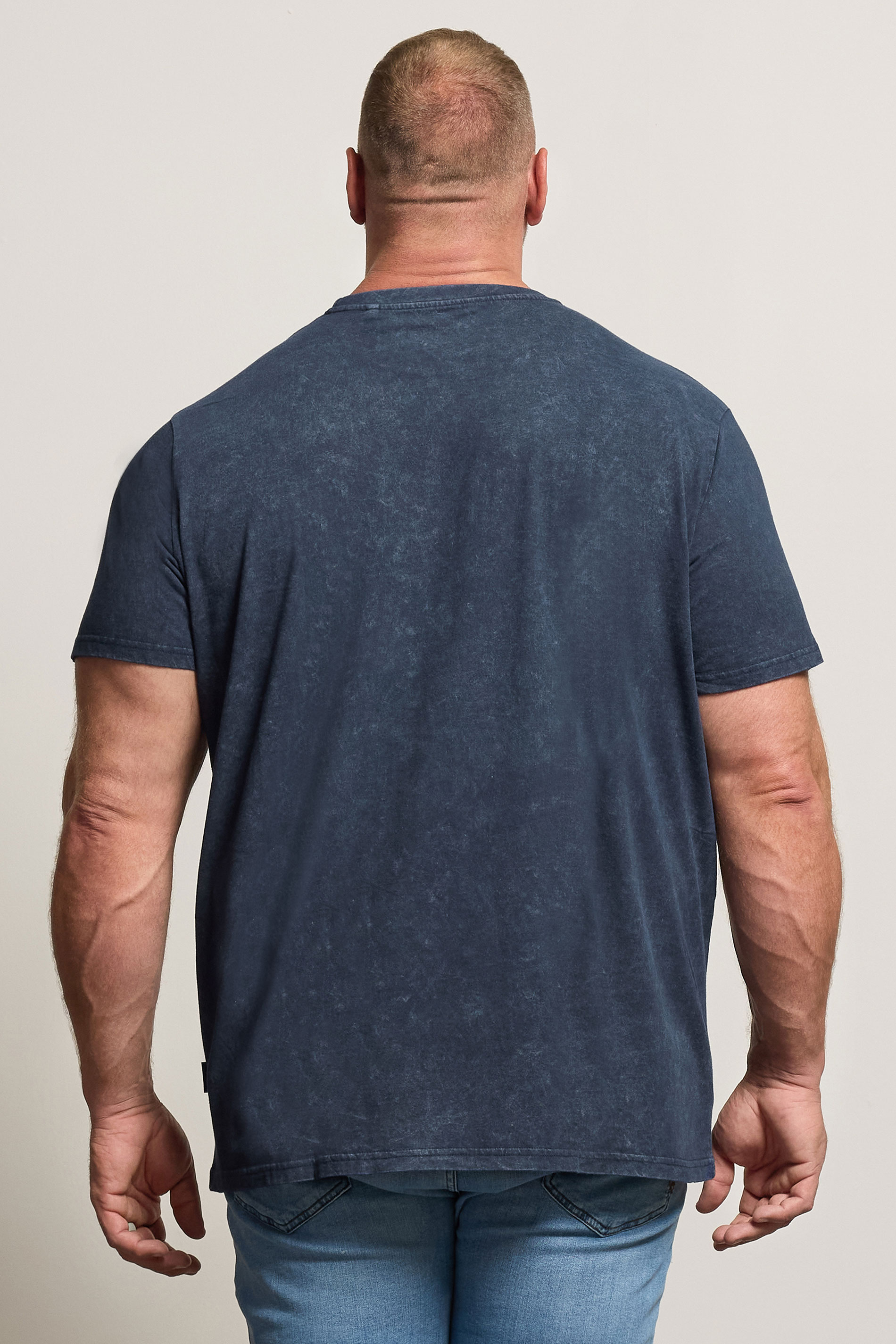 BadRhino Big & Tall Navy Blue Acid Wash T-Shirt | BadRhino 3