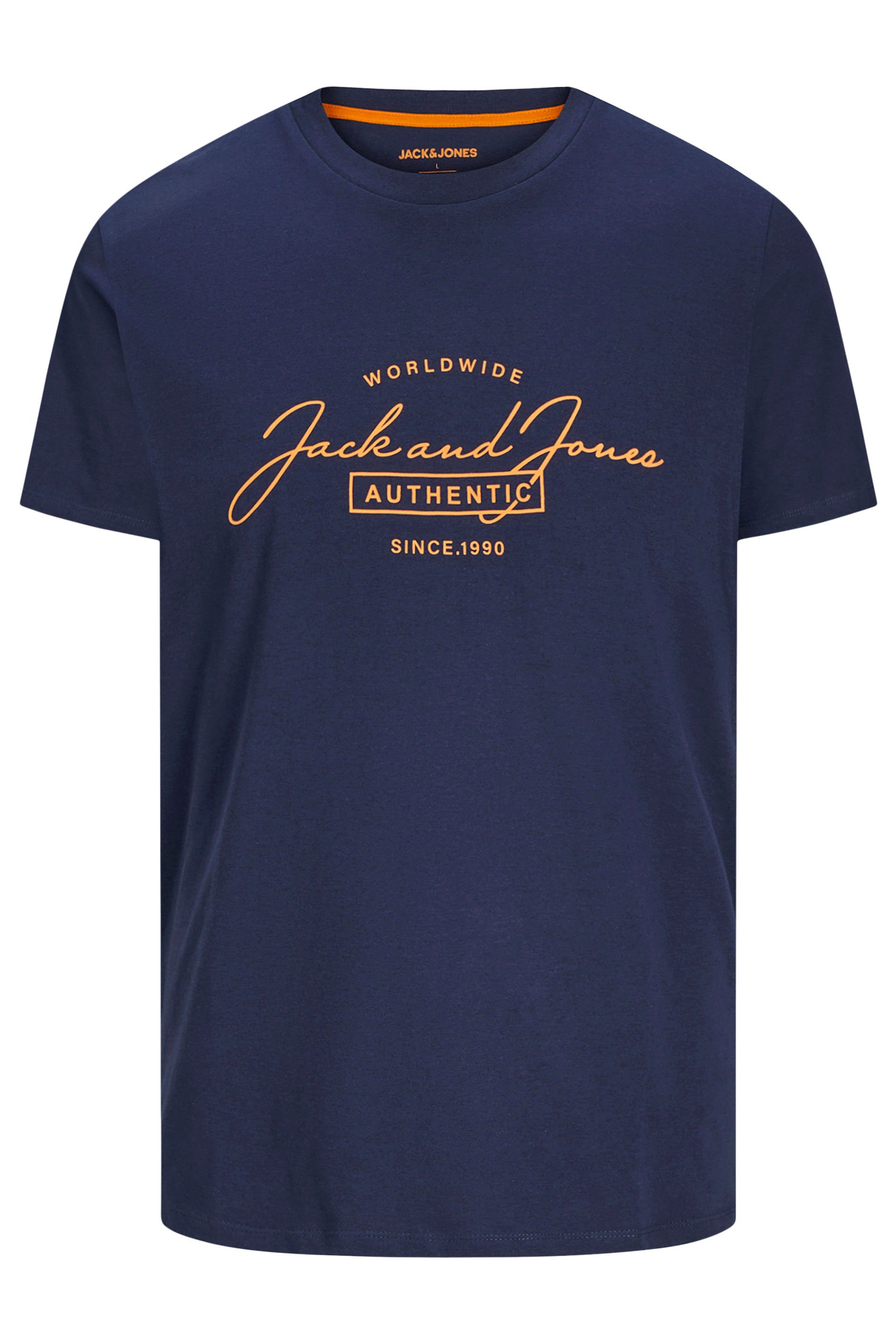 JACK & JONES 3 PACK Black & Navy Blue Logo T-Shirts | BadRhino 6