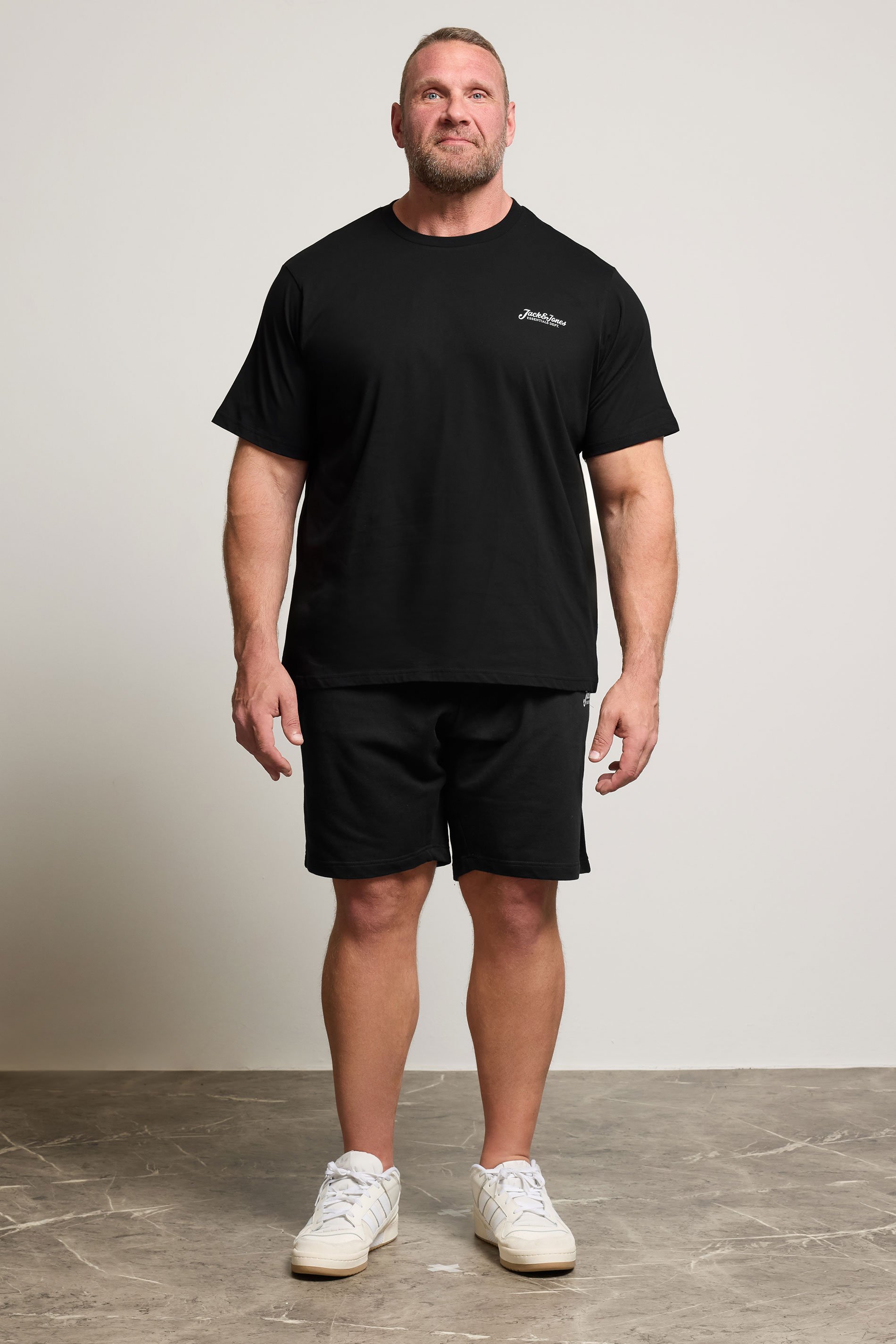 JACK & JONES Big & Tall Black 'Beau' T-Shirt & Short Set | BadRhino 2