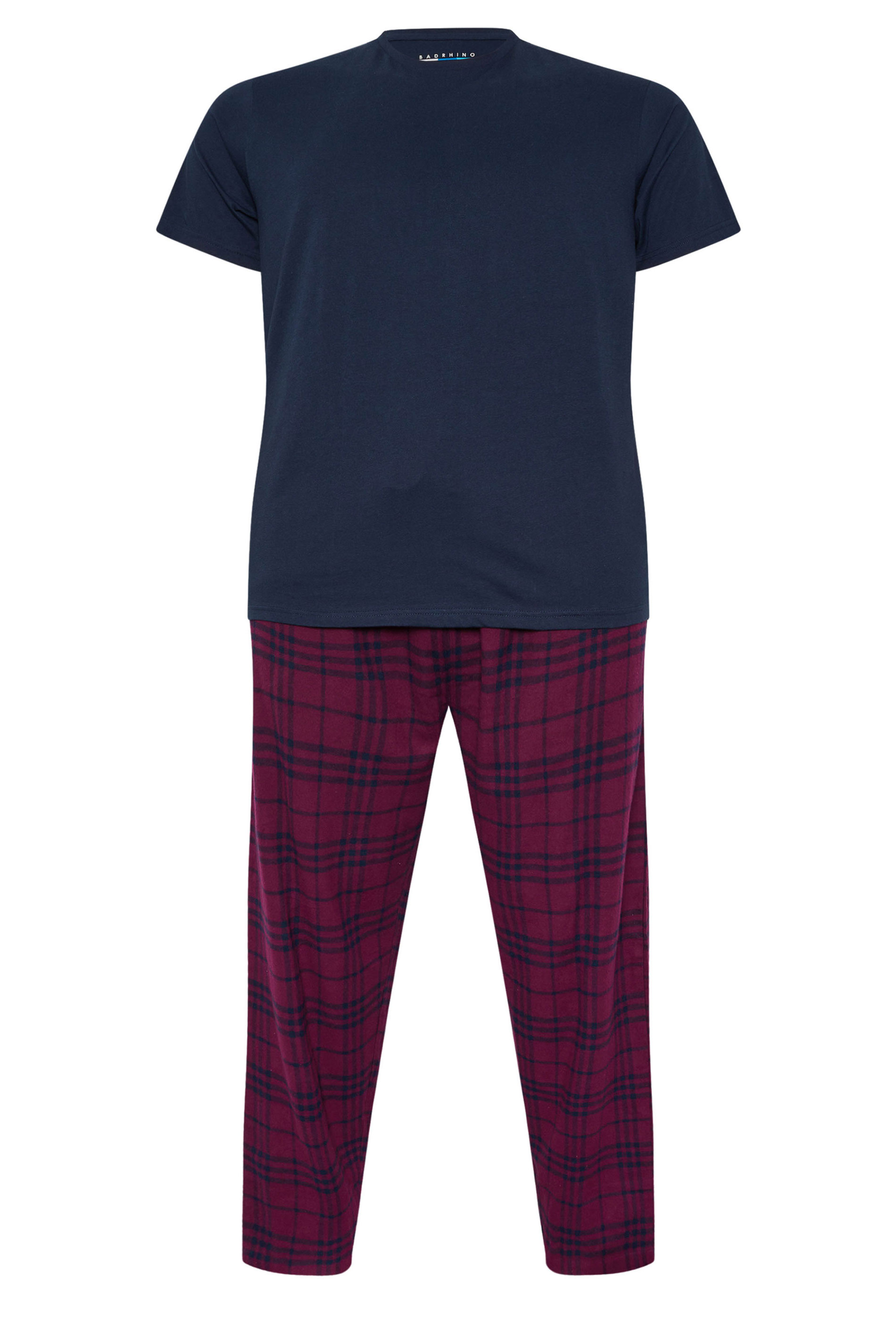 BadRhino Big & Tall Navy Blue Check Pyjama Set | BadRhino 5
