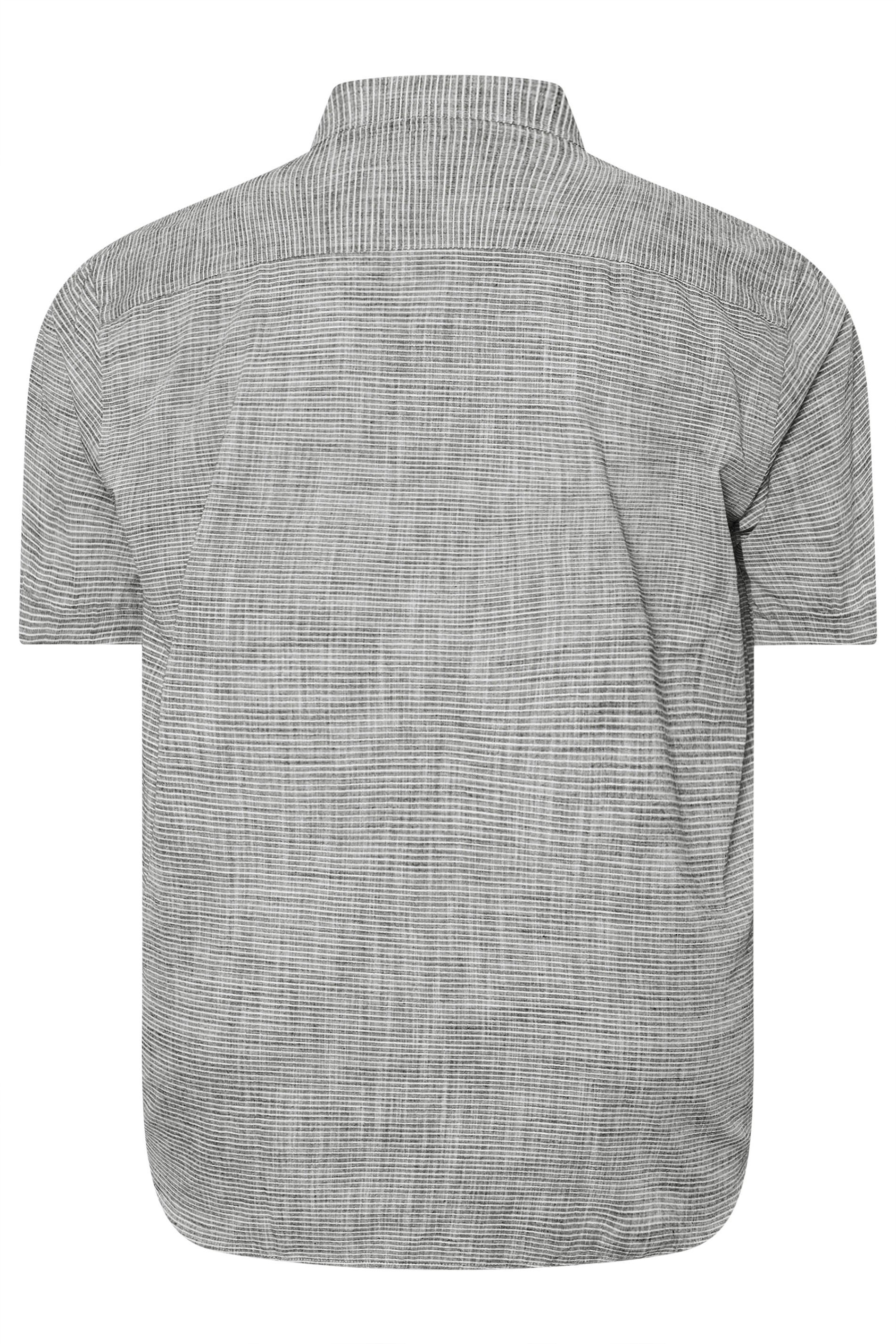KAM Big & Tall Charcoal Grey Stripe Grandad Collar Shirt | BadRhino 4