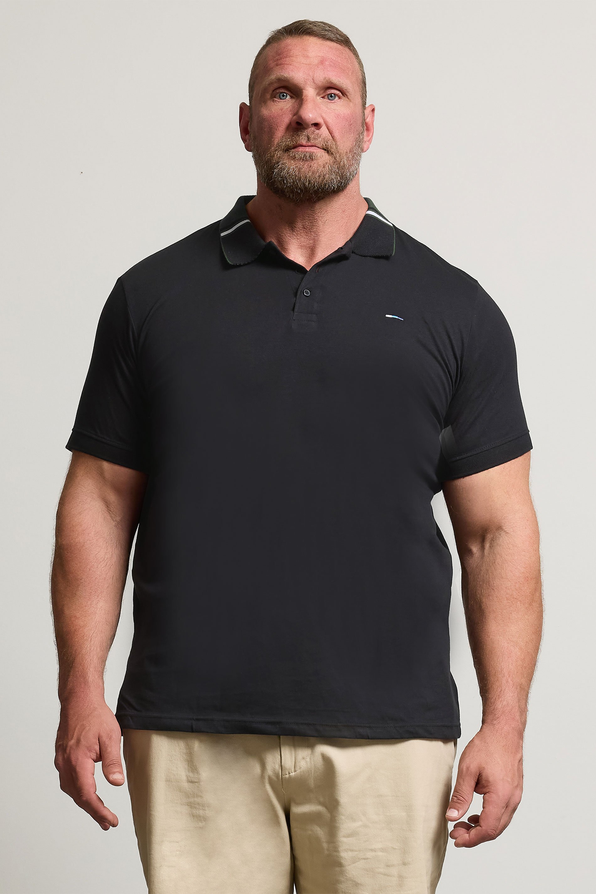 BadRhino Big & Tall Black Jacquard Polo Shirt | BadRhino 1