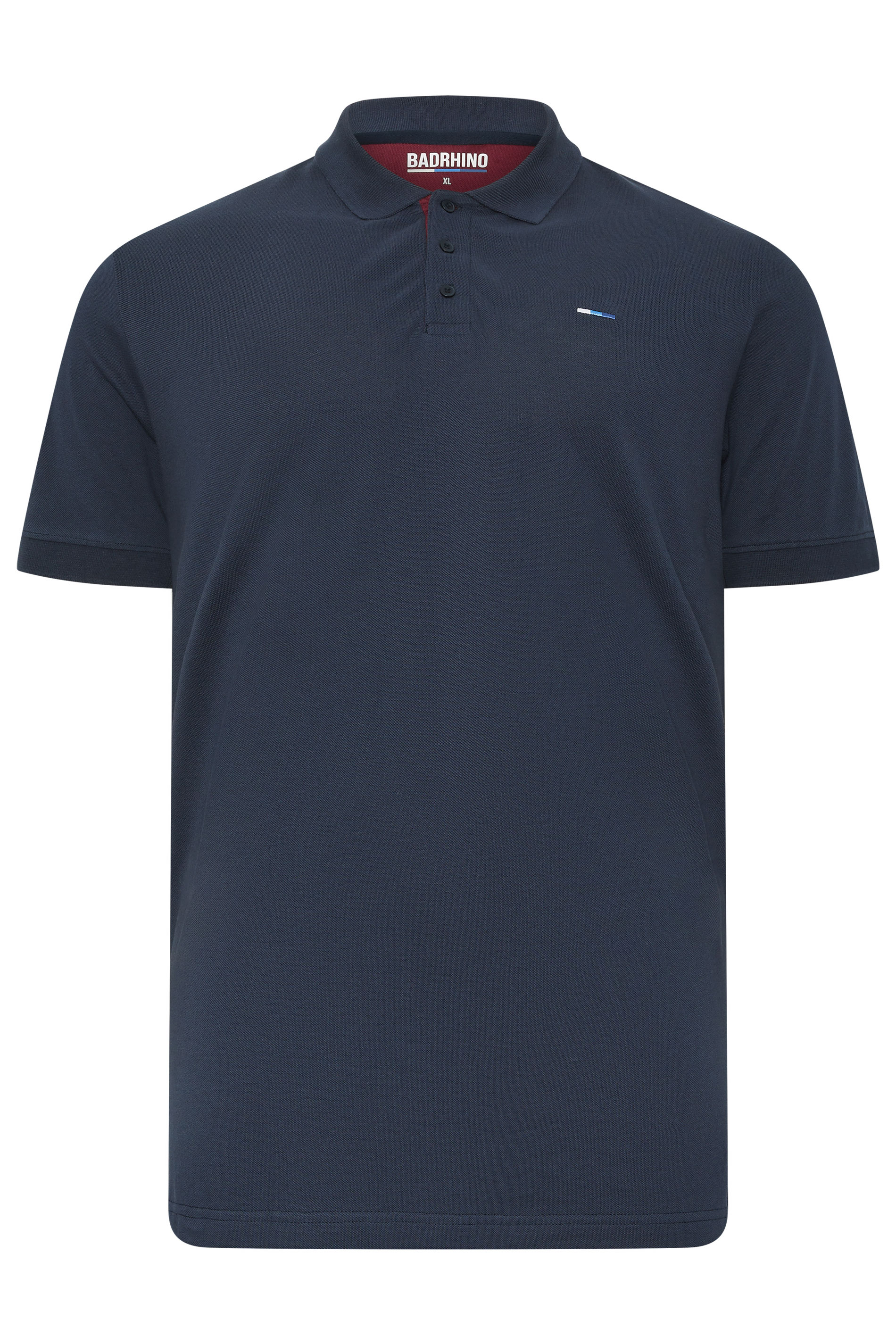 BadRhino Big & Tall Navy Blue & Red Contrast Polo Shirt | BadRhino 5