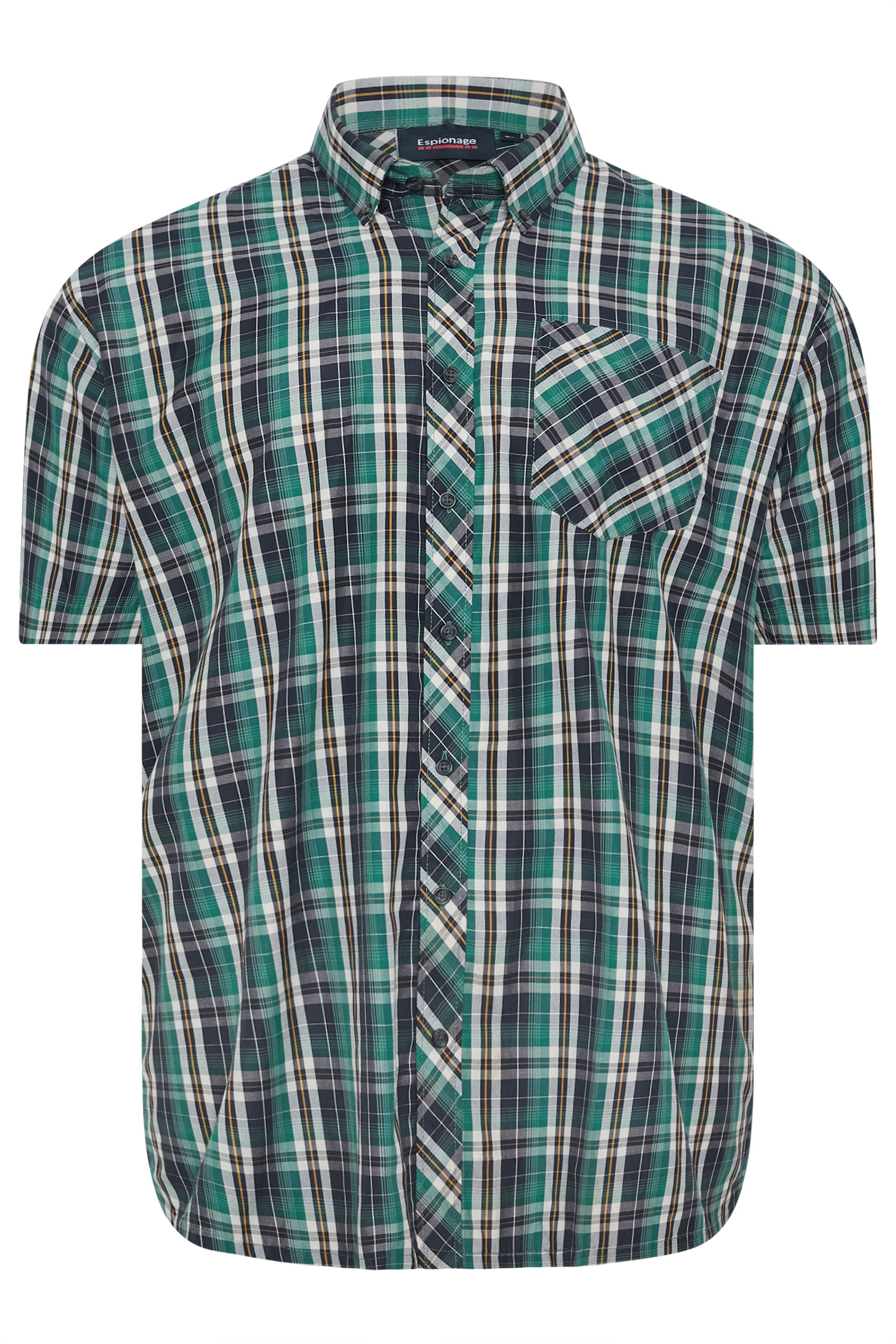 ESPIONAGE Big & Tall Green Check Print Shirt | BadRhino 3