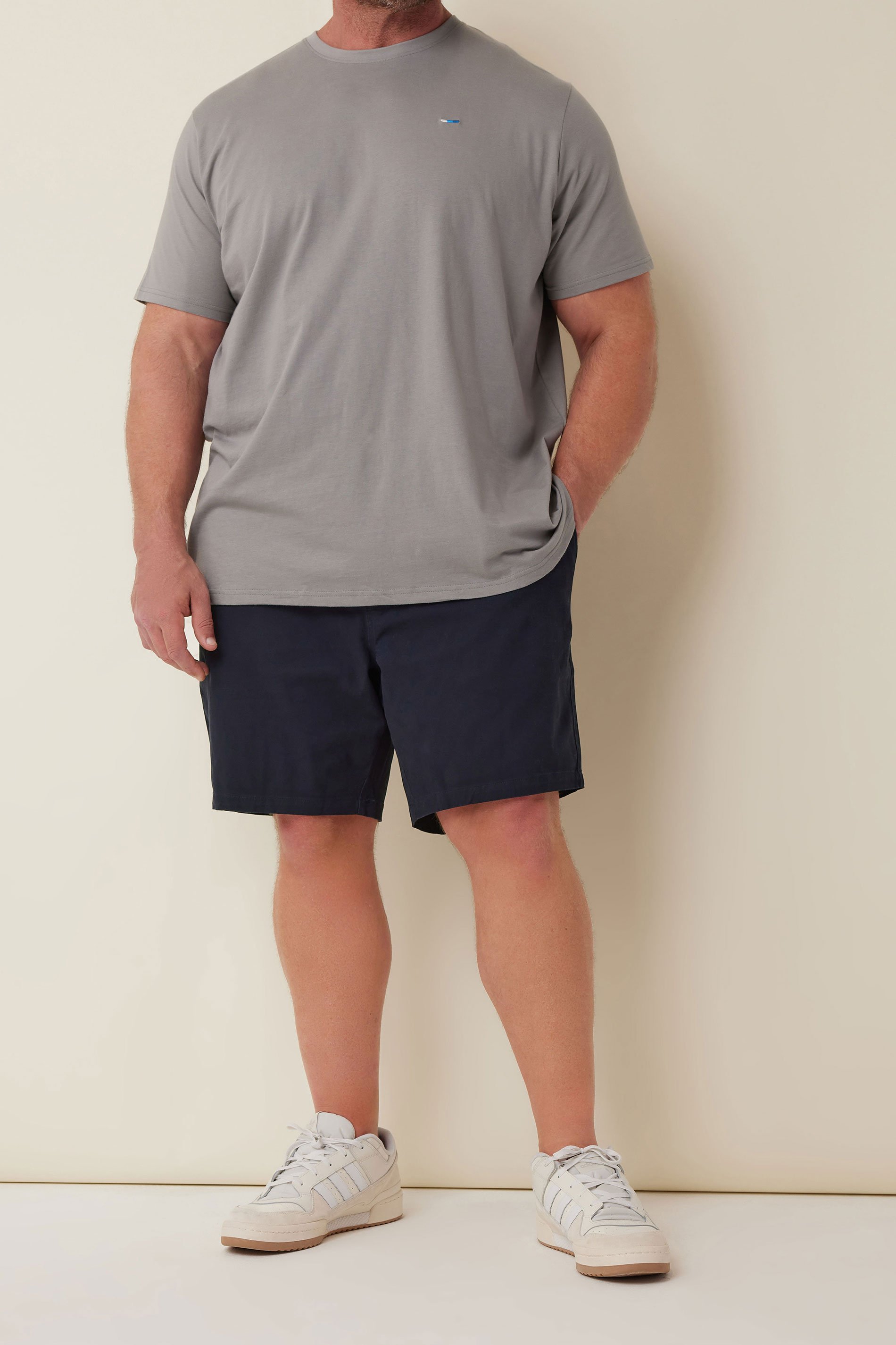 BadRhino Big & Tall 2 PACK Black & Navy Blue Elasticated Waist Chino Shorts 2