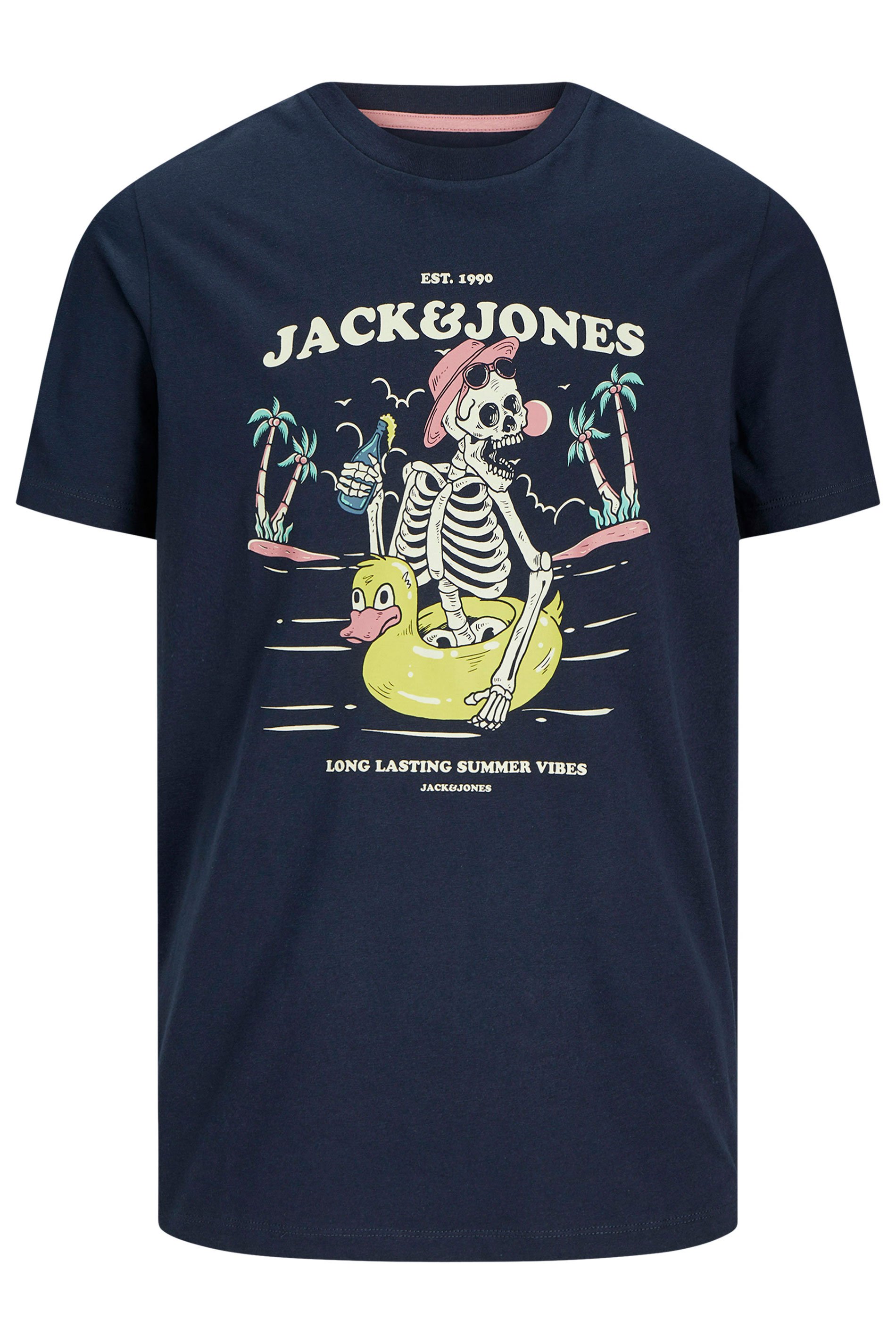 JACK & JONES Big & Tall Sky-Captain Blue Jelijah Short Sleeve T-Shirt | BadRhino 3