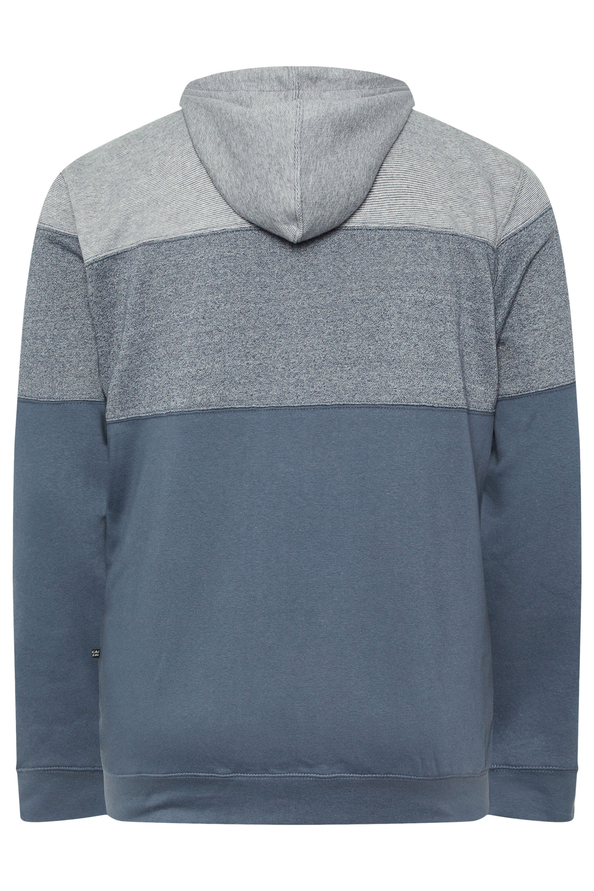 KAM Big & Tall Indigo Blue Marl Stripe Zip Through Hoodie | BadRhino 5