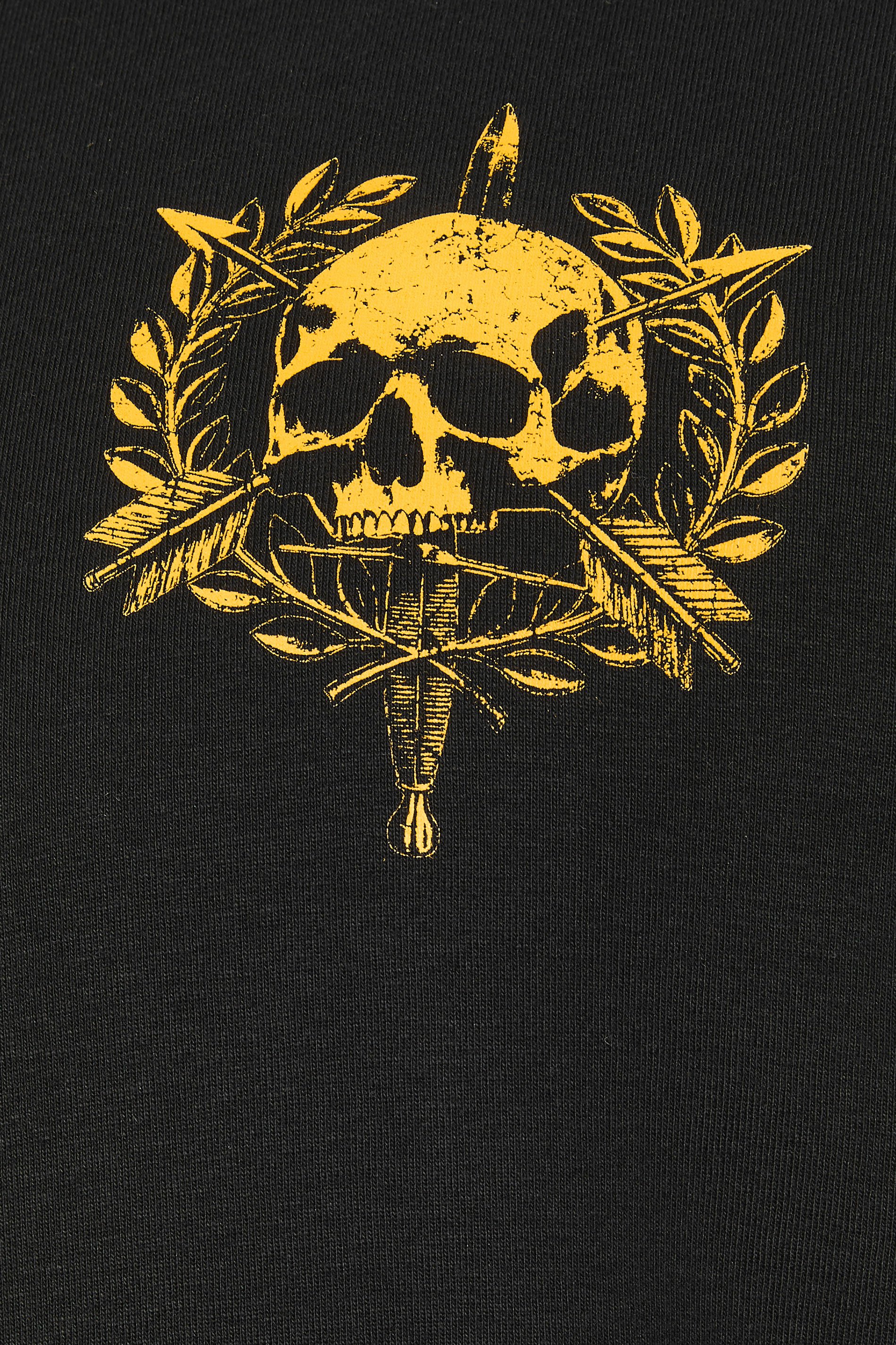 BadRhino Big & Tall Black Skull Emblem Extra Long Graphic T-Shirt | BadRhino 3