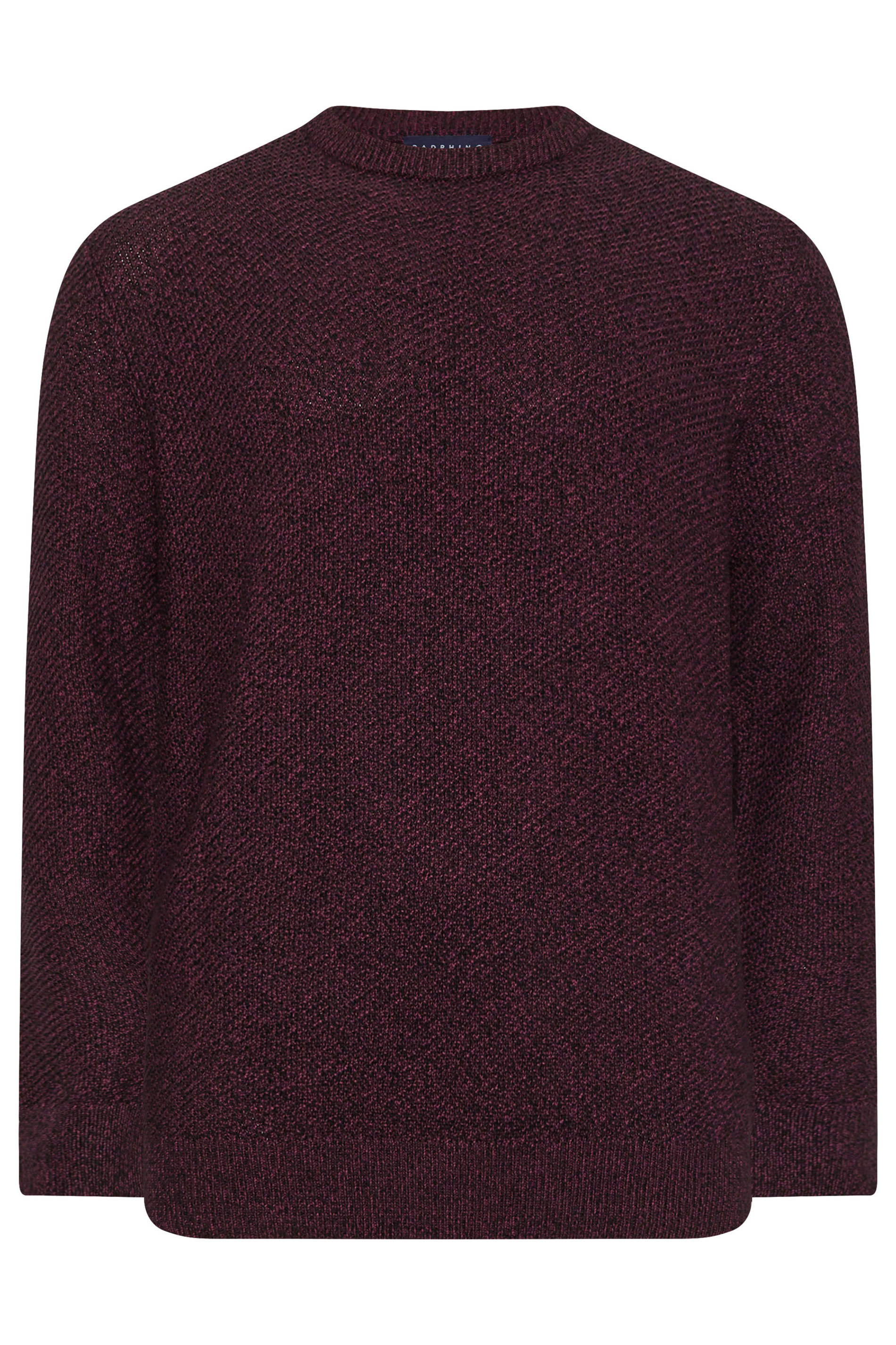 BadRhino Big & Tall Burgundy Red Crew Neck Knitted Jumper | BadRhino 4