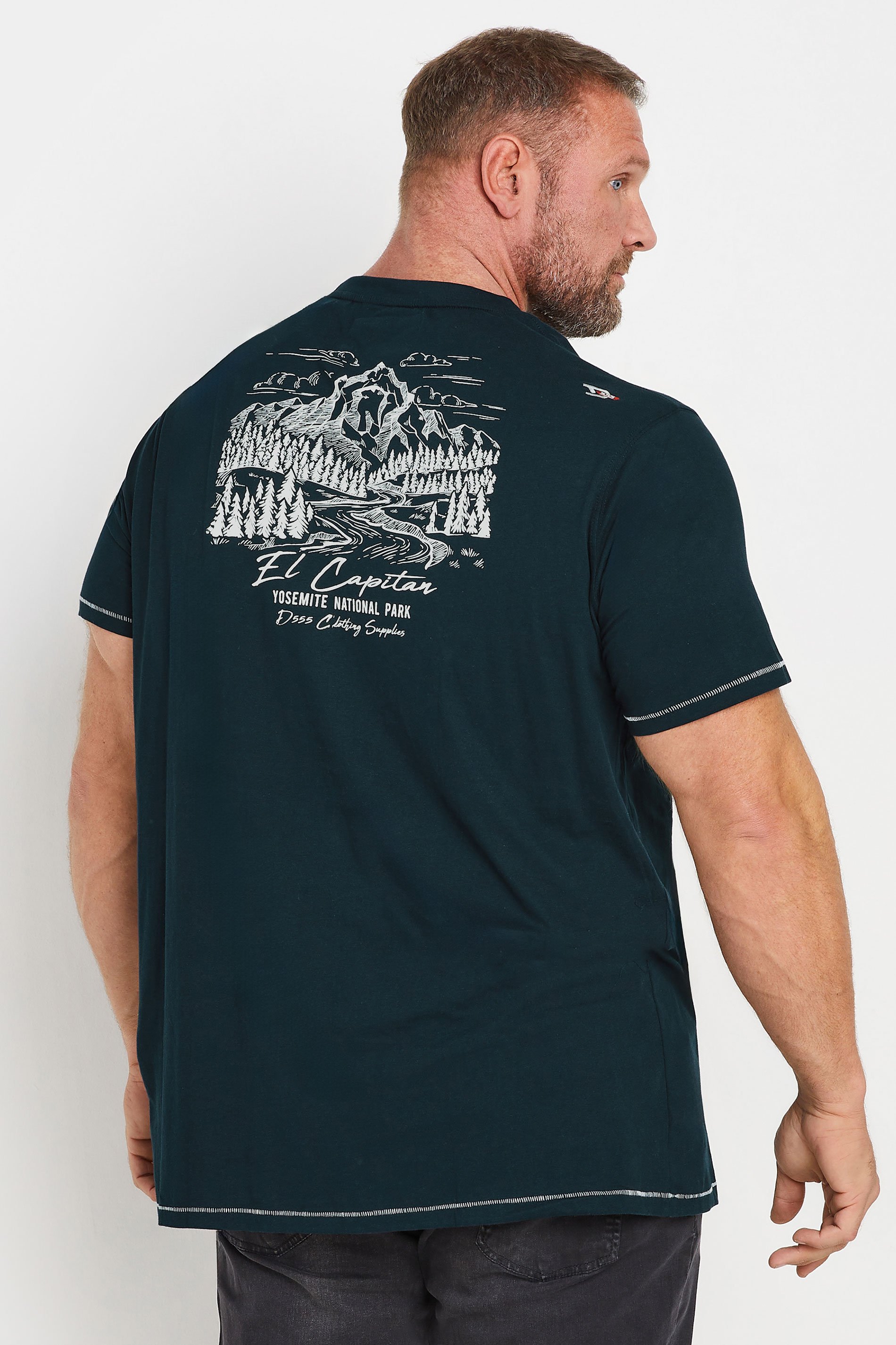 D555 Big & Tall Navy Yosemite Graphic Print T-Shirt | BadRhino 1