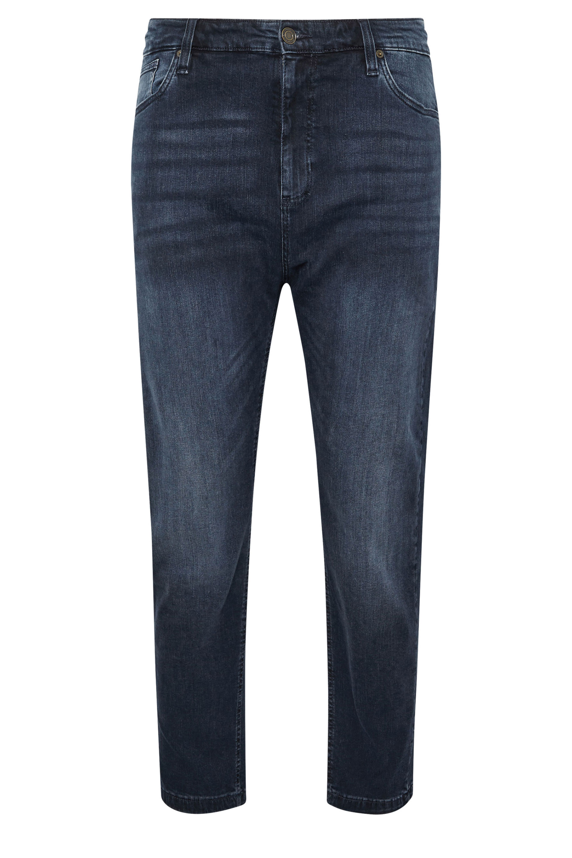 BadRhino Big & Tall Blue Black Washed Straight Leg Stretch Jeans | BadRhino 7