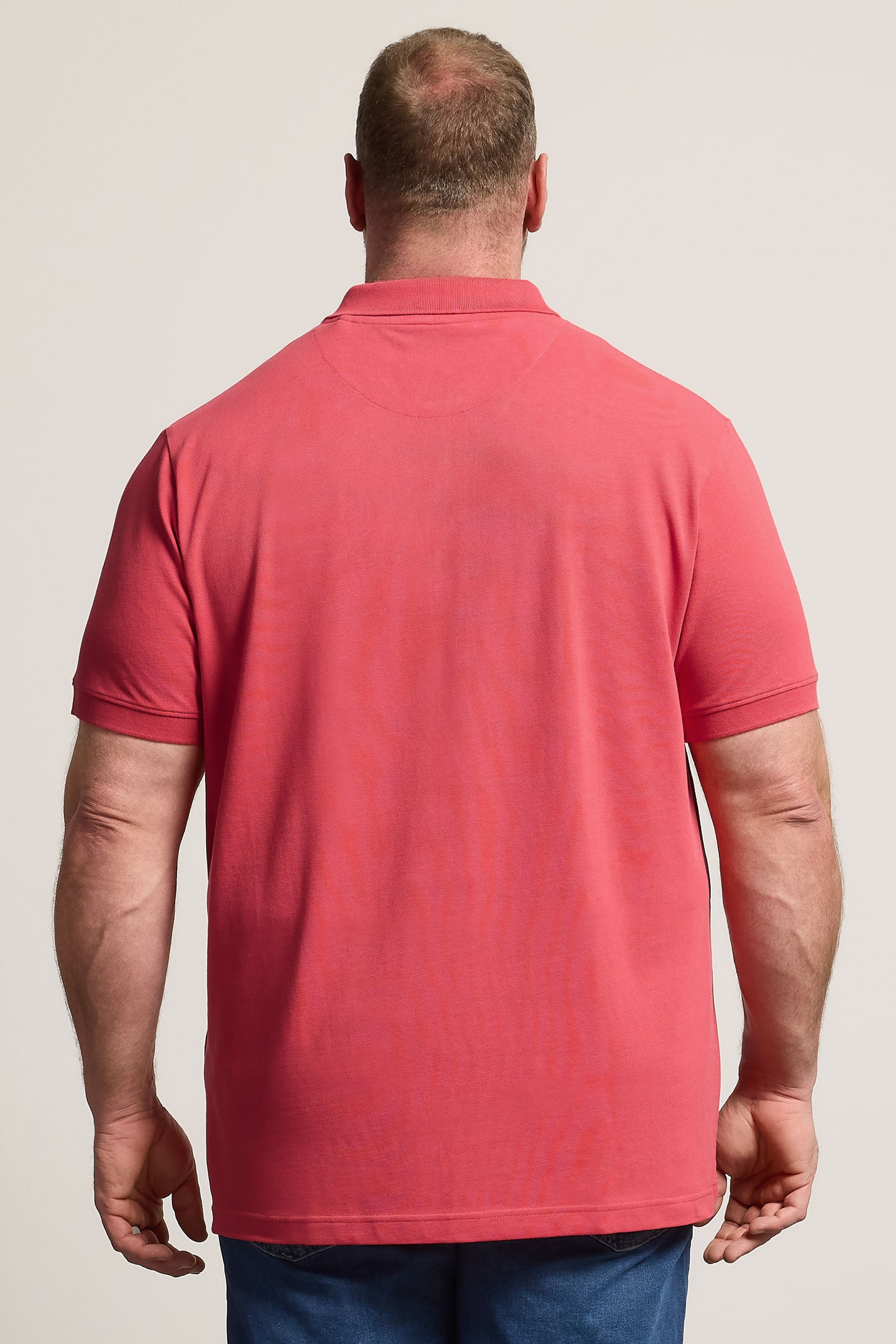 BadRhino Big & Tall Pink & Yellow Contrast Short Sleeve Polo Shirt | BadRhino 2