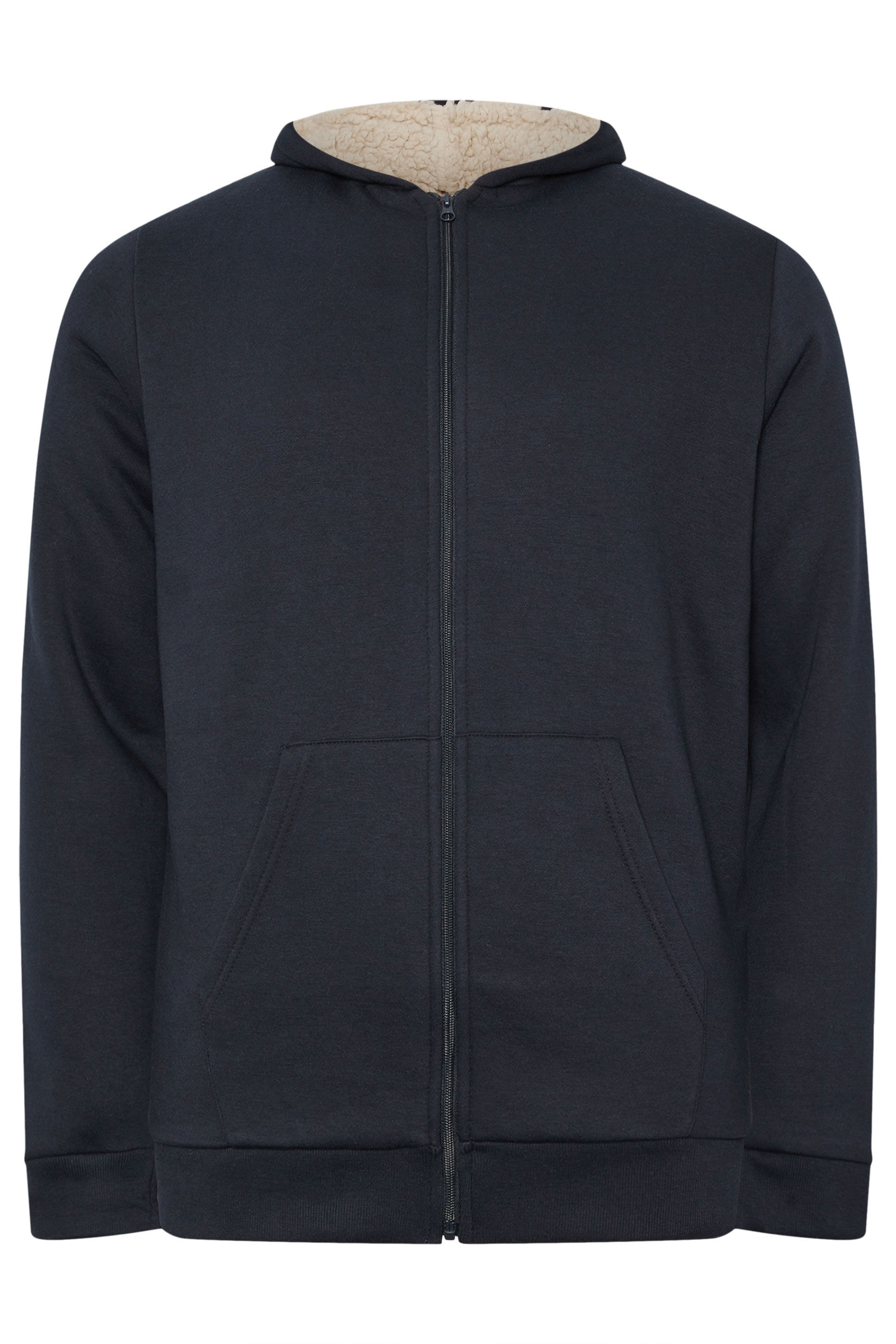 BadRhino Big & Tall Navy Blue Borg Lined Zip Through Hoodie | BadRhino 5