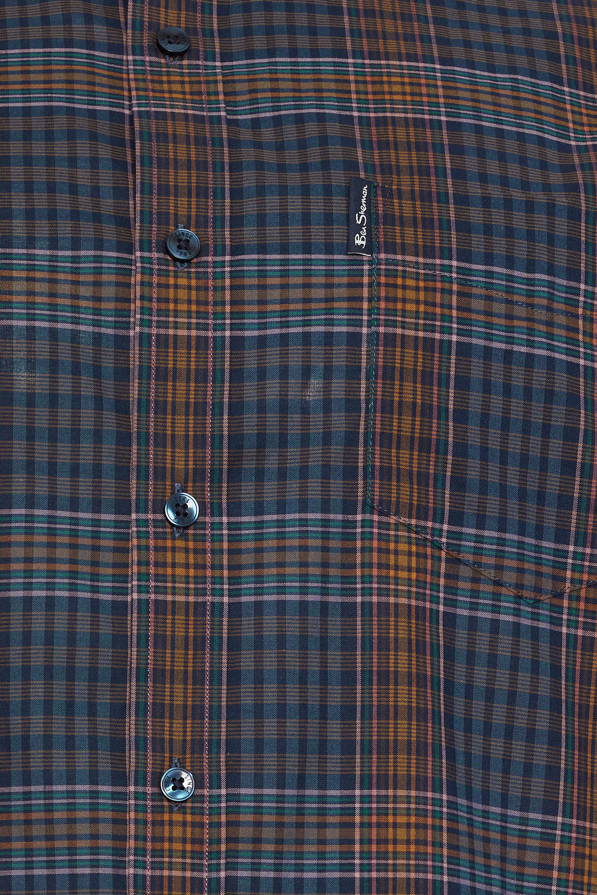 BEN SHERMAN Big & Tall Navy Multicolour Check Print Shirt | BadRhino 2